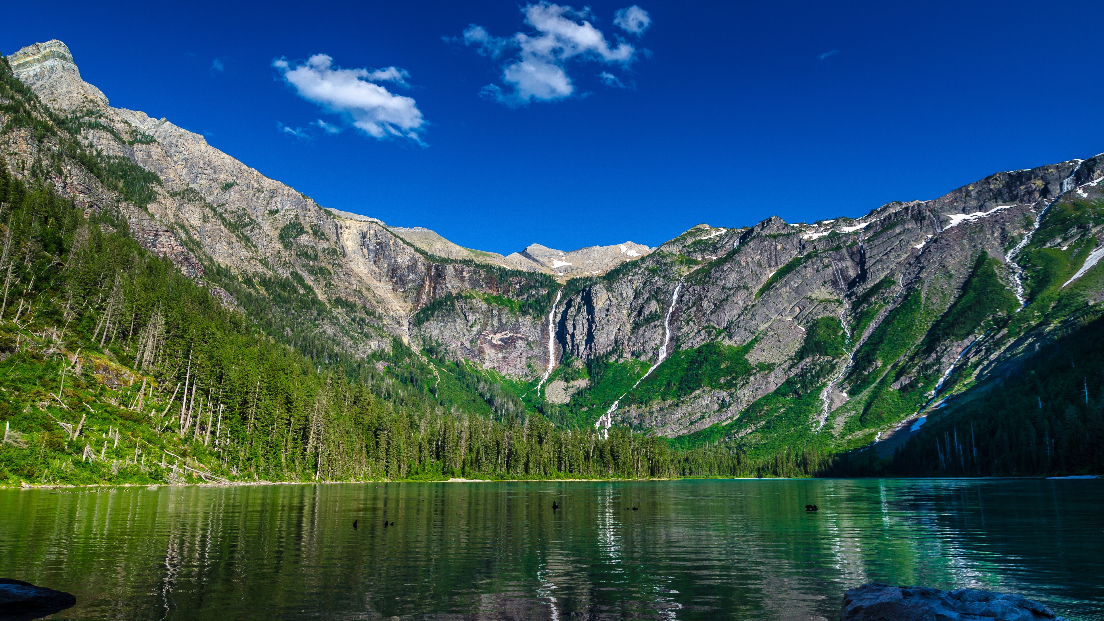 Avalanche Lake Wallpaper 4K, Montana, USA, Glacier National Park, Landscape, Nature