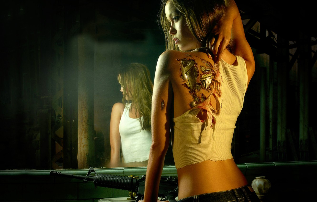 Wallpaper girl, reflection, actress, Terminator, Terminator, Summer Glau, Summer Glau, The Sarah Connor Chronicles, The battle for the future image for desktop, section фильмы