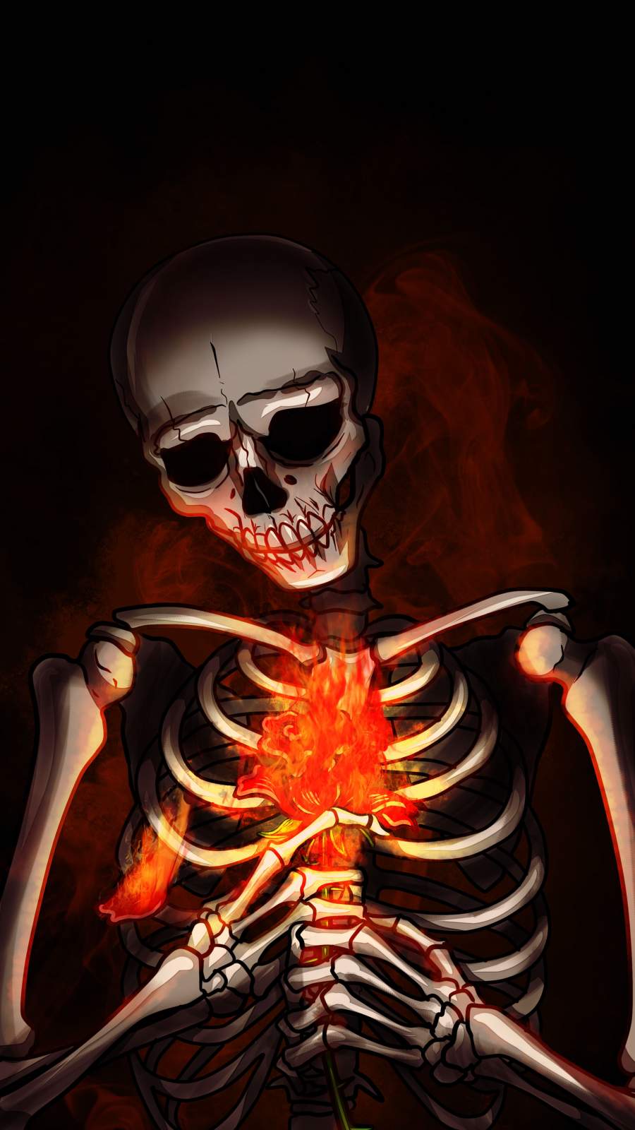 Burning Heart Skeleton IPhone Wallpaper Wallpaper, iPhone Wallpaper