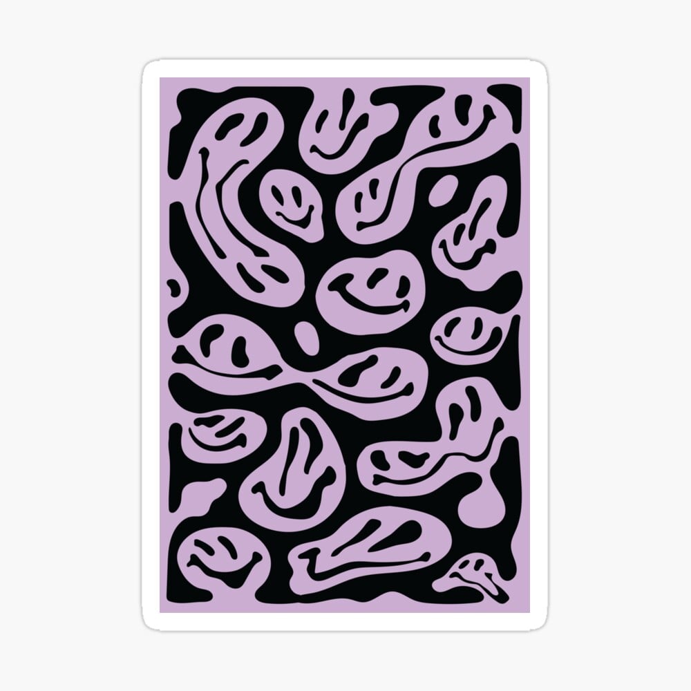 Purple Melted Smiley Faces Poster