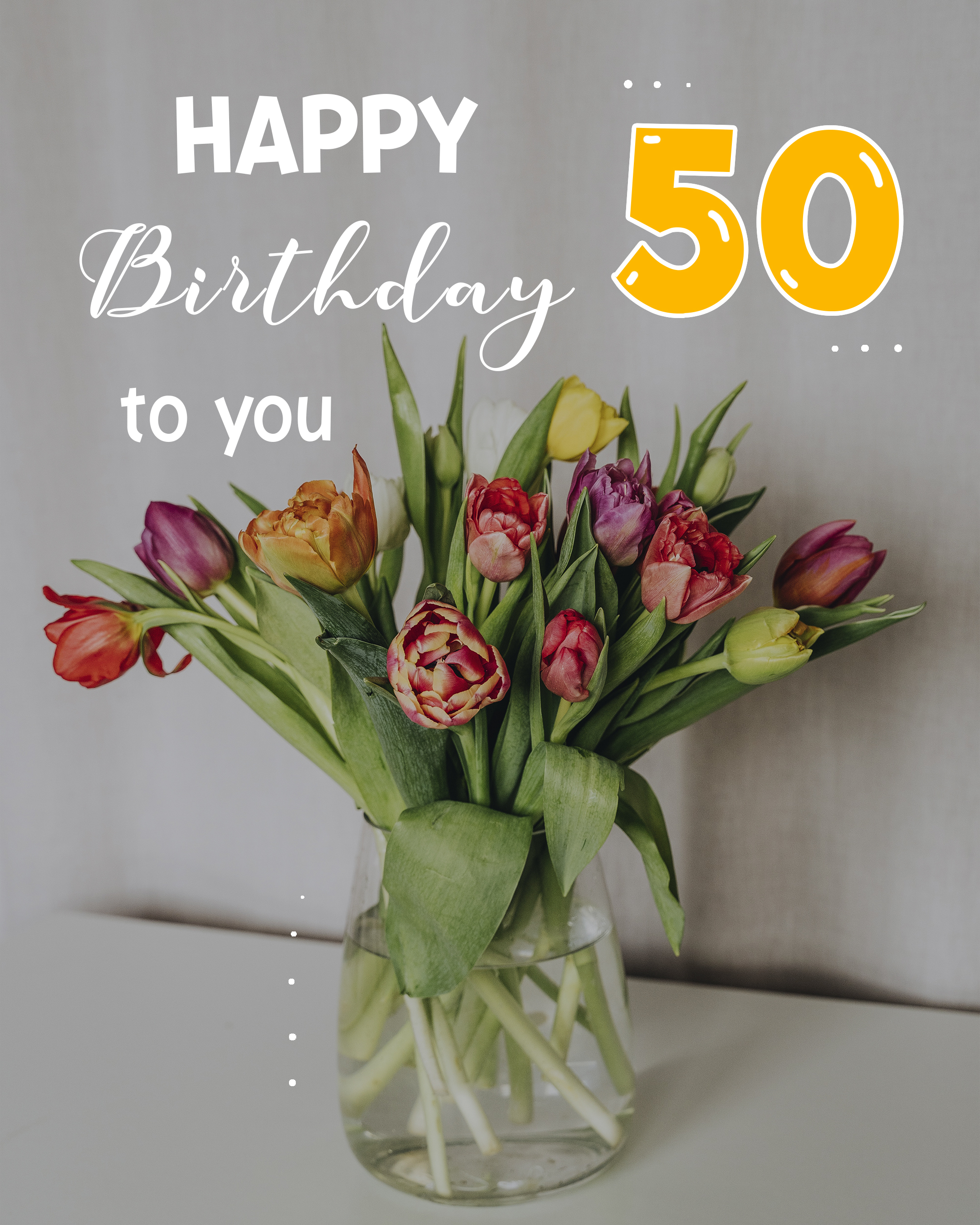 Free 50 Years Happy Birthday Image With Flowers