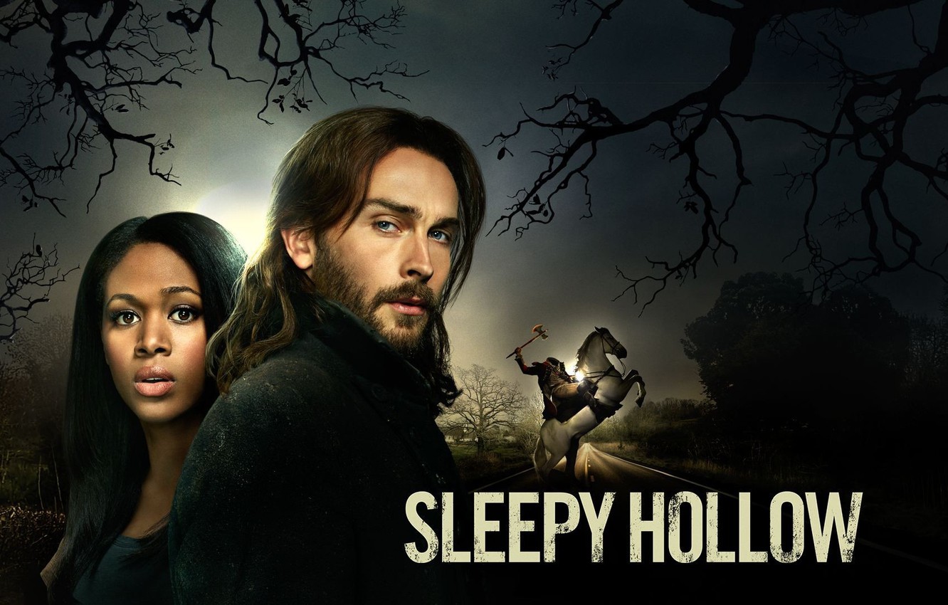 Wallpaper dark, road, long hair, trees, brown eyes, woman, blue eyes, man, rider, Death, coat, horse, asphalt, 2013, mustache, beard image for desktop, section фильмы