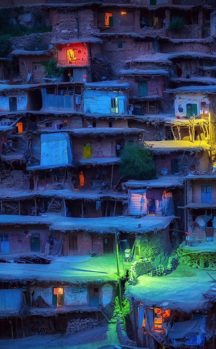 Colonies, night, village, houses, 950x1534 wallpaper