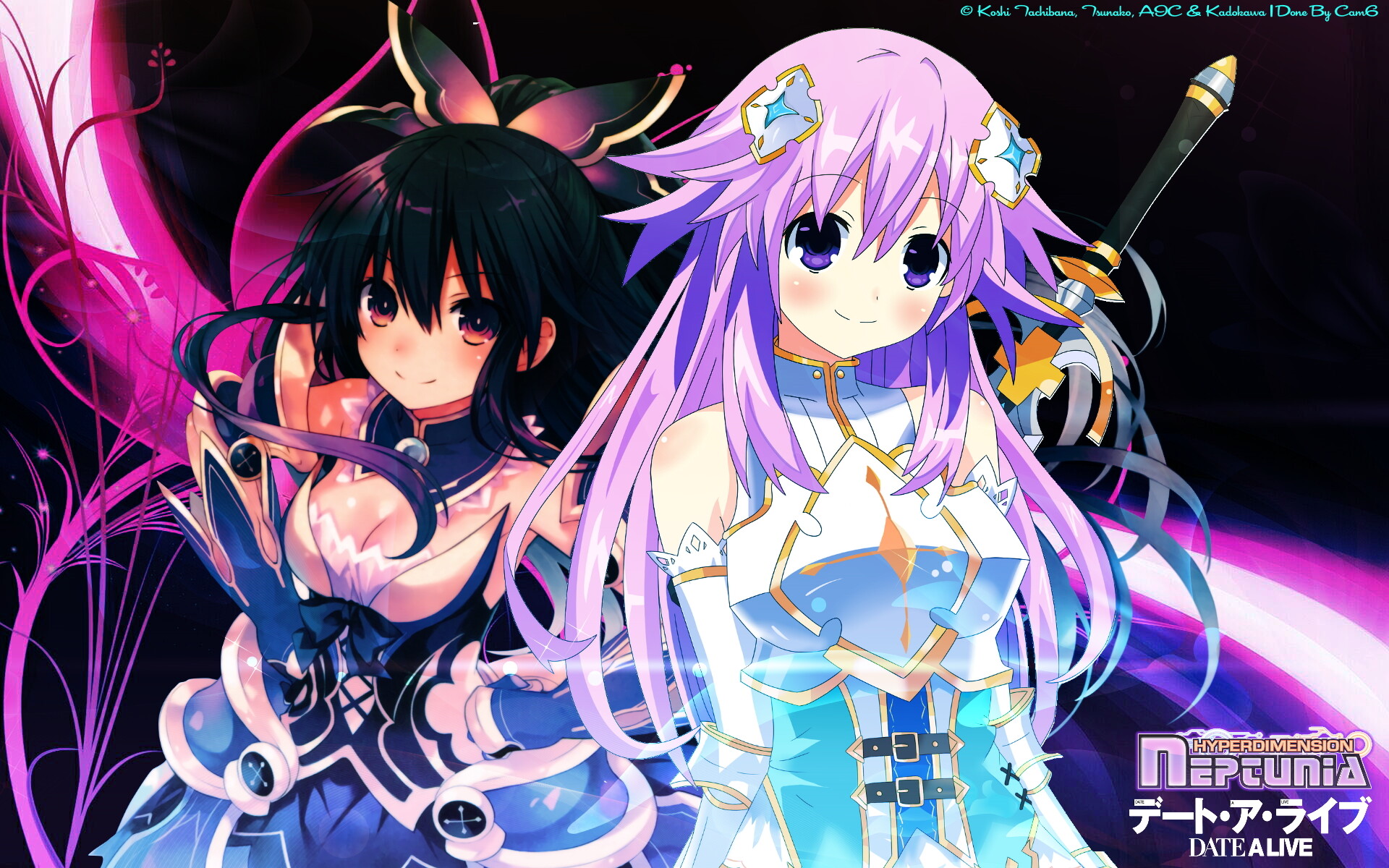 Date A Live Neptunia Crossover Wallpaper