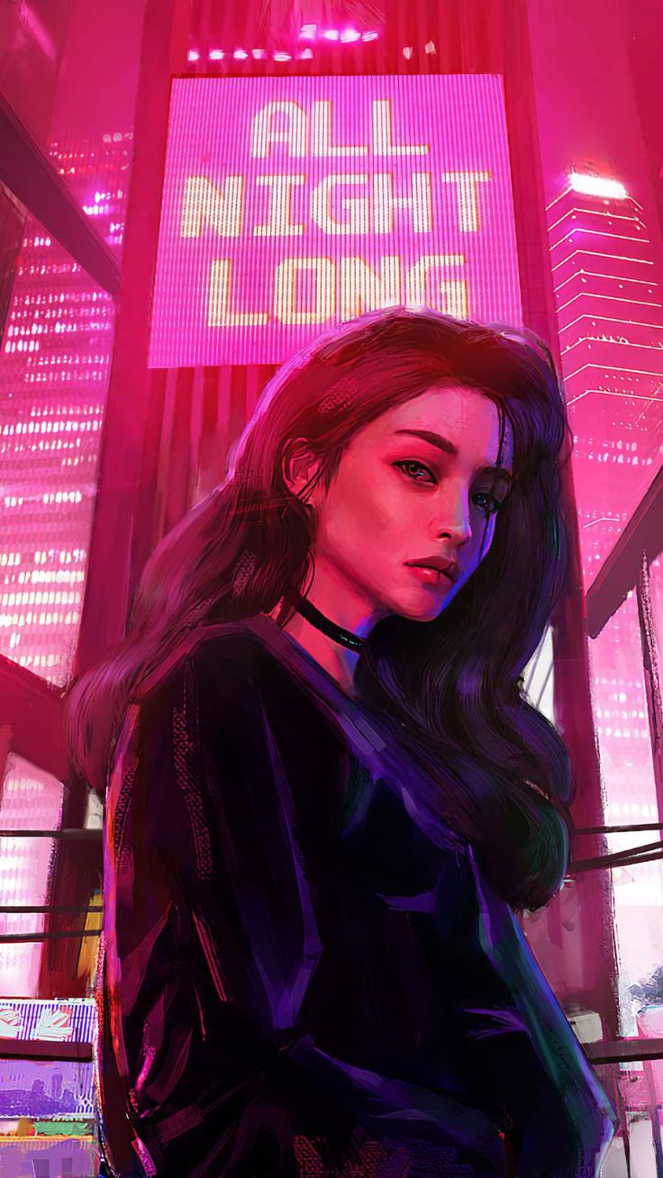 Digital art girl, Cyberpunk aesthetic