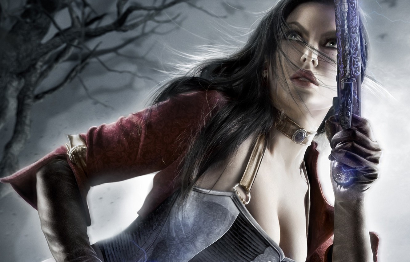 Wallpaper look, girl, weapons, art, revolver, katarina, Dungeon Siege - for desktop, section игры