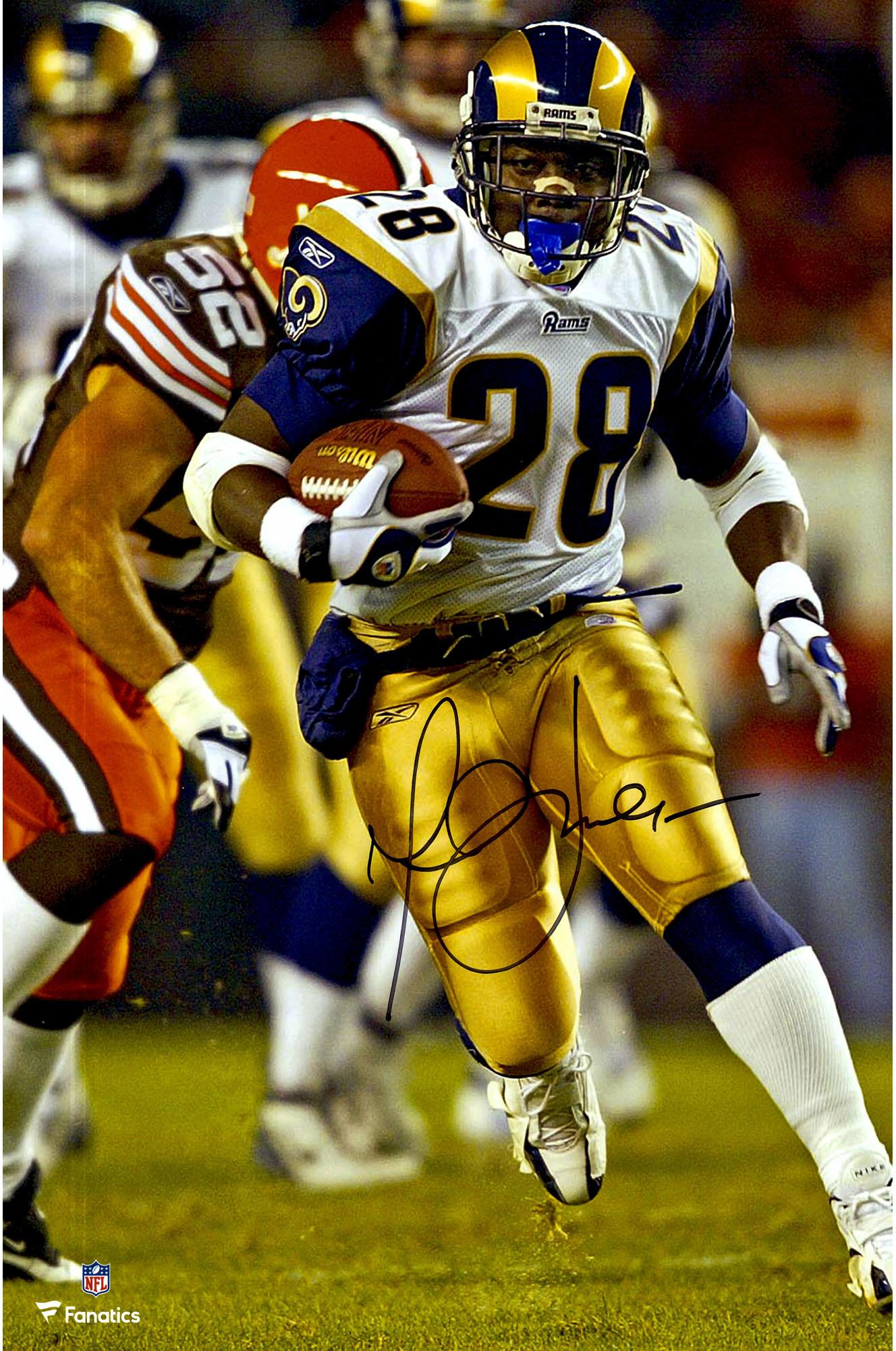 Marshall Faulk St. Louis Rams Autographed 16 x 20 Running Photograph Authentic Certified