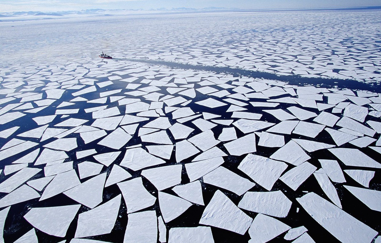 Wallpaper Horizon, Antarctica, Ice, Icebreaker image for desktop, section пейзажи
