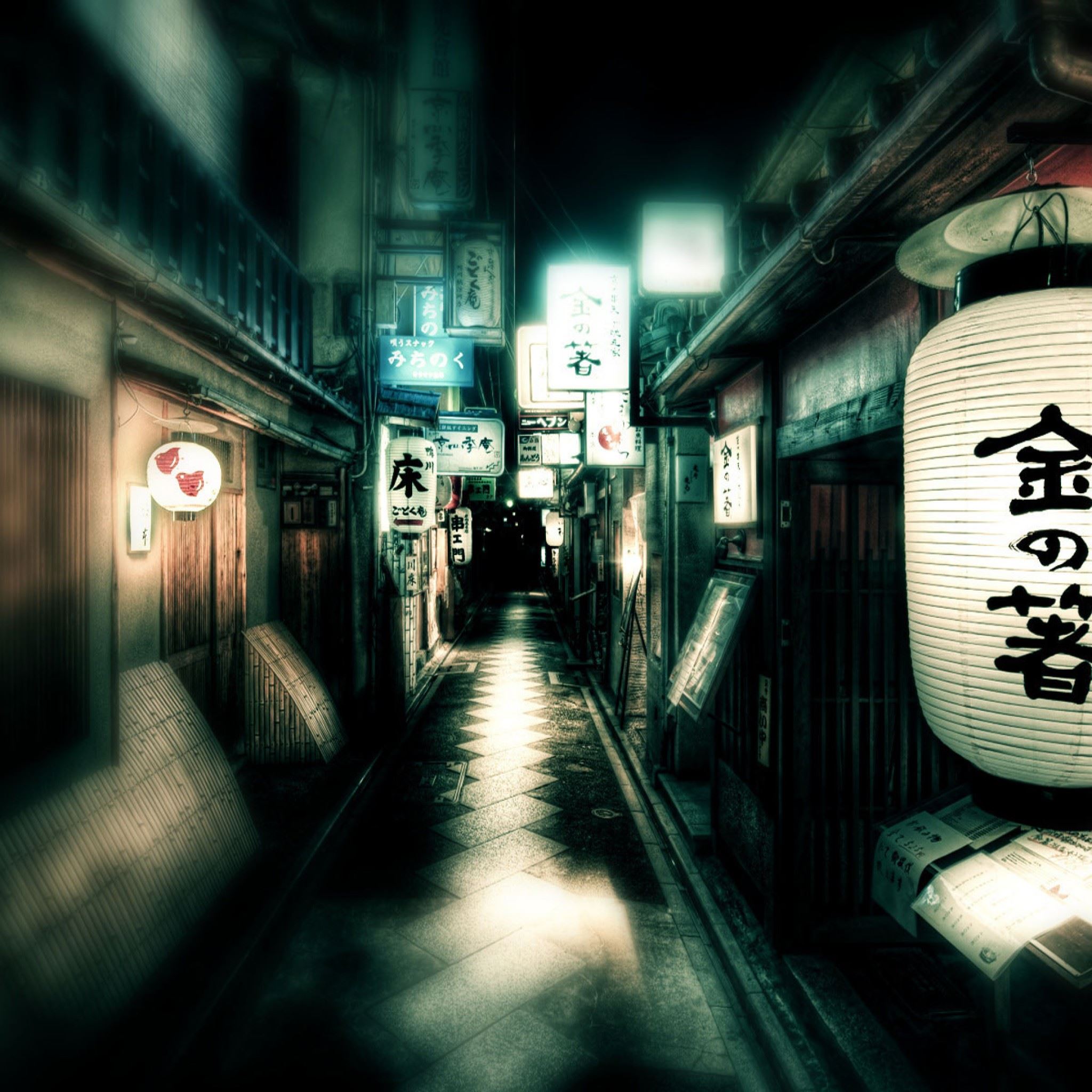 Japan Street Lights iPad Air Wallpaper Free Download