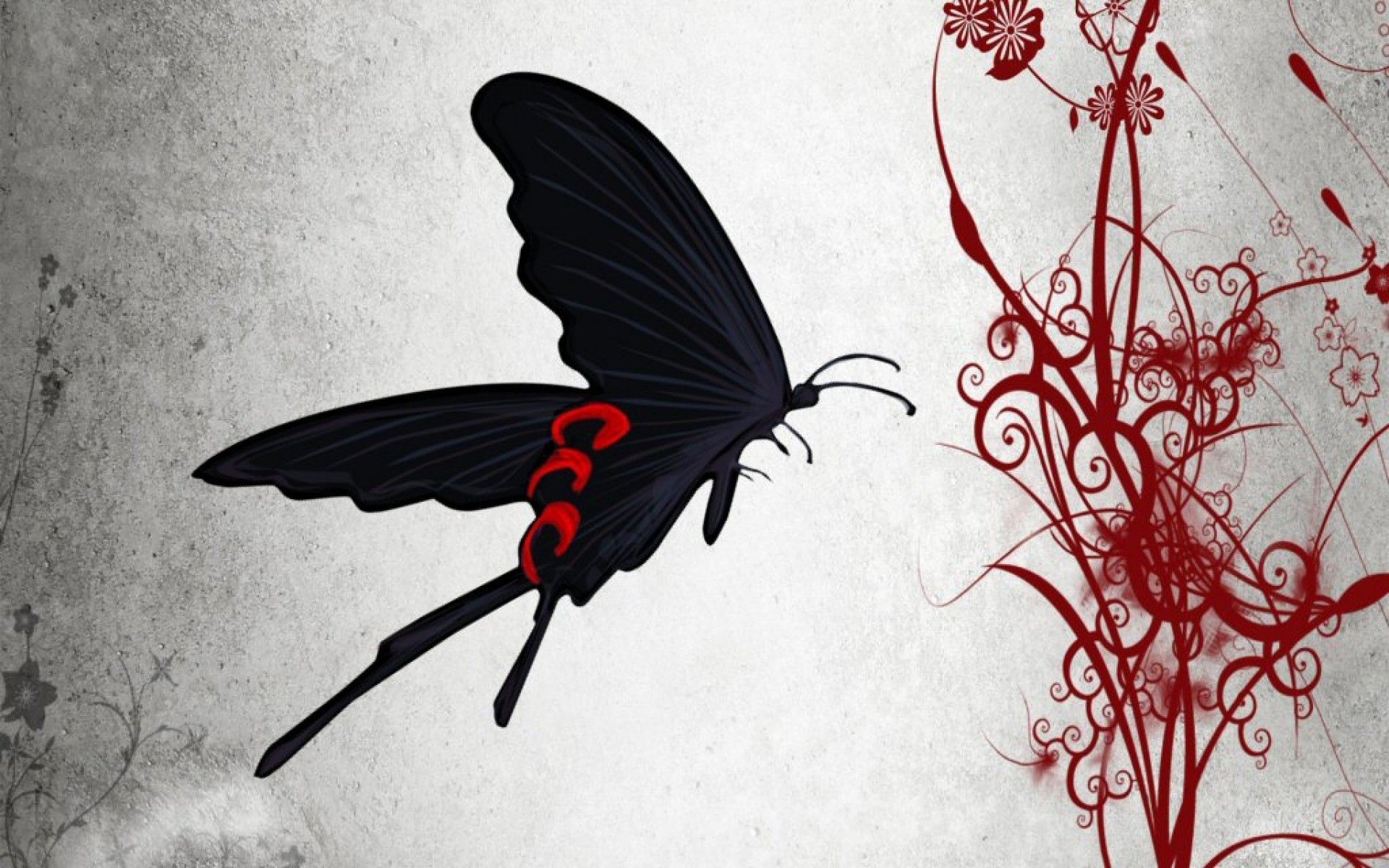 Red and Black Butterfly Wallpaper