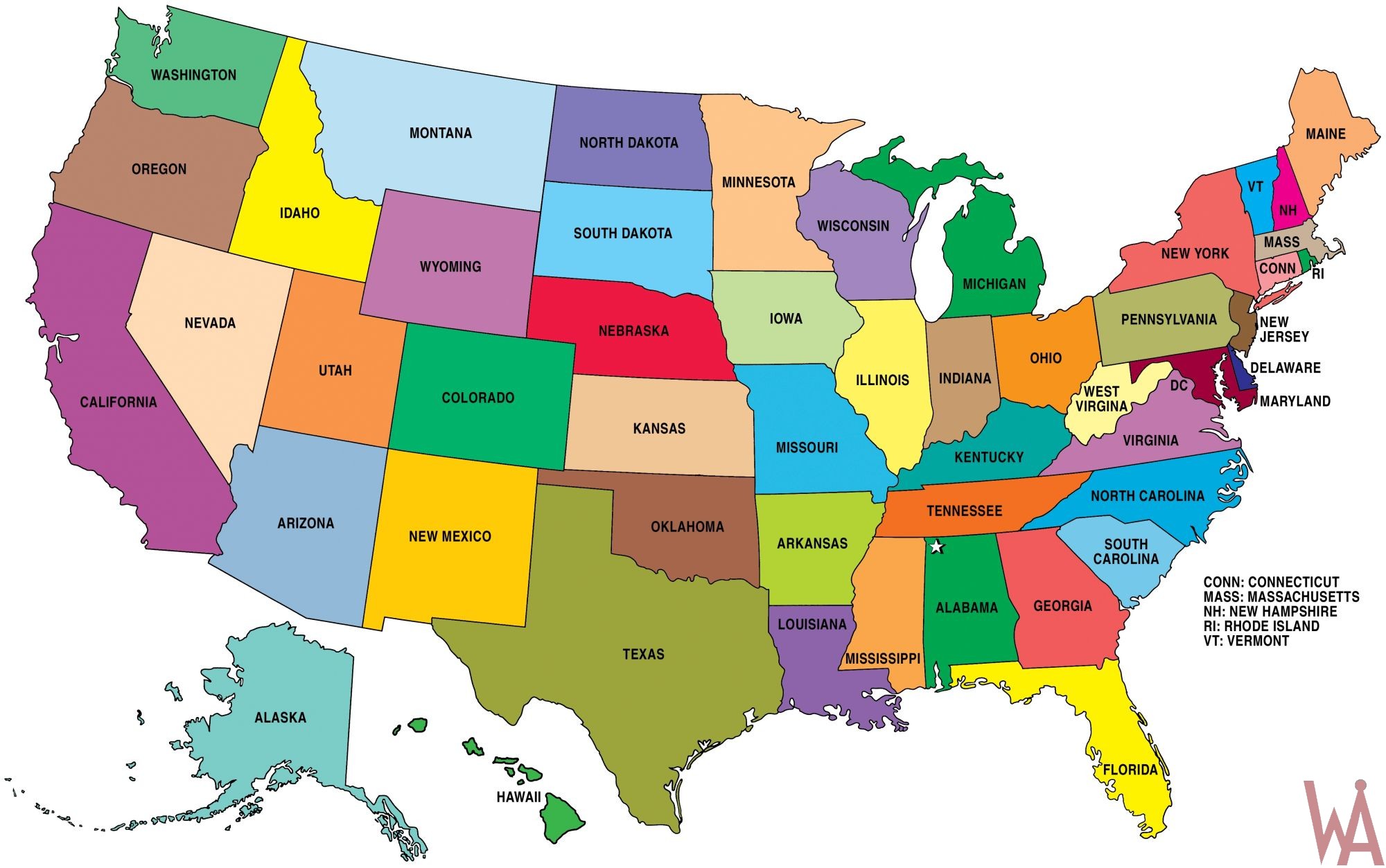 Wallmaps of the United States in 2022