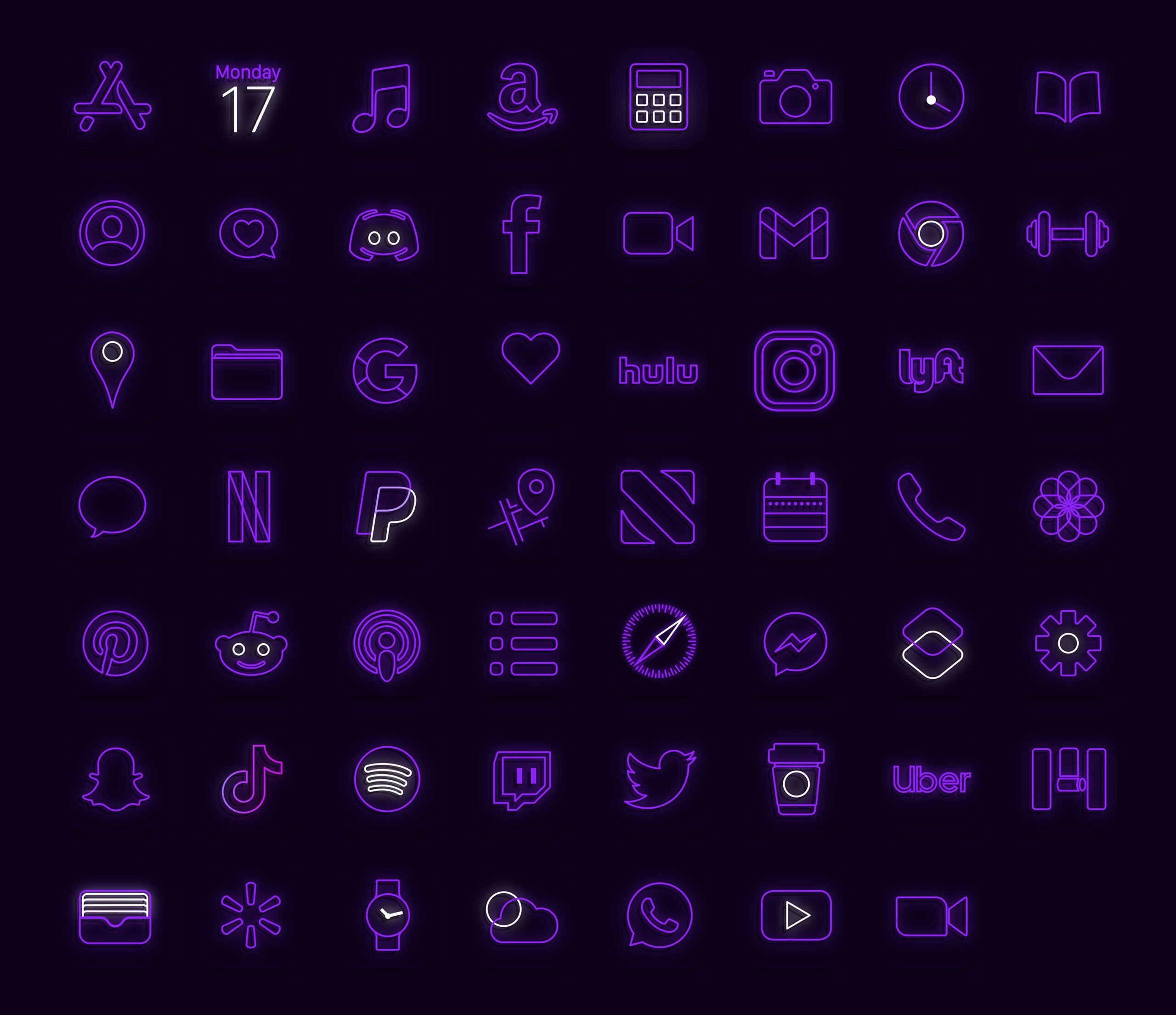 Download Free Purple Neon App Icon Aesthetic iOS 14 Icon