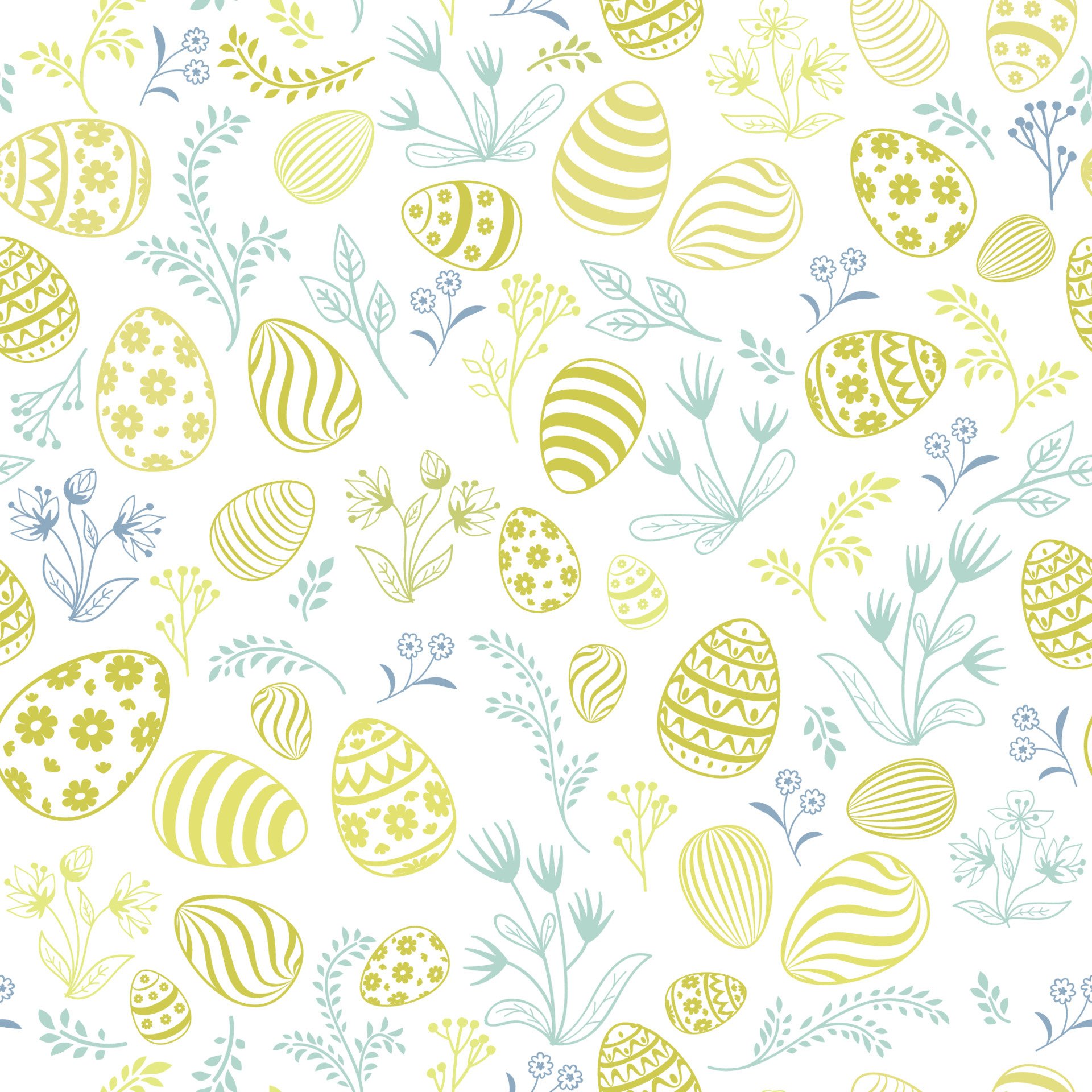 Easter egg floral seamless pattern. Spring holiday background for printing on fabric, paper for scrapbooking, gift wrap and wallpaper