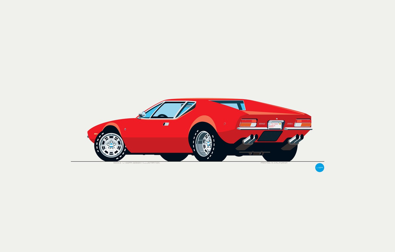 Wallpaper Auto, Minimalism, Figure, Machine, 1971, Car, Art, Pantera, Nik Schulz, DeTomaso Pantera, 1971 DeTomaso Pantera, DeTomaso image for desktop, section минимализм