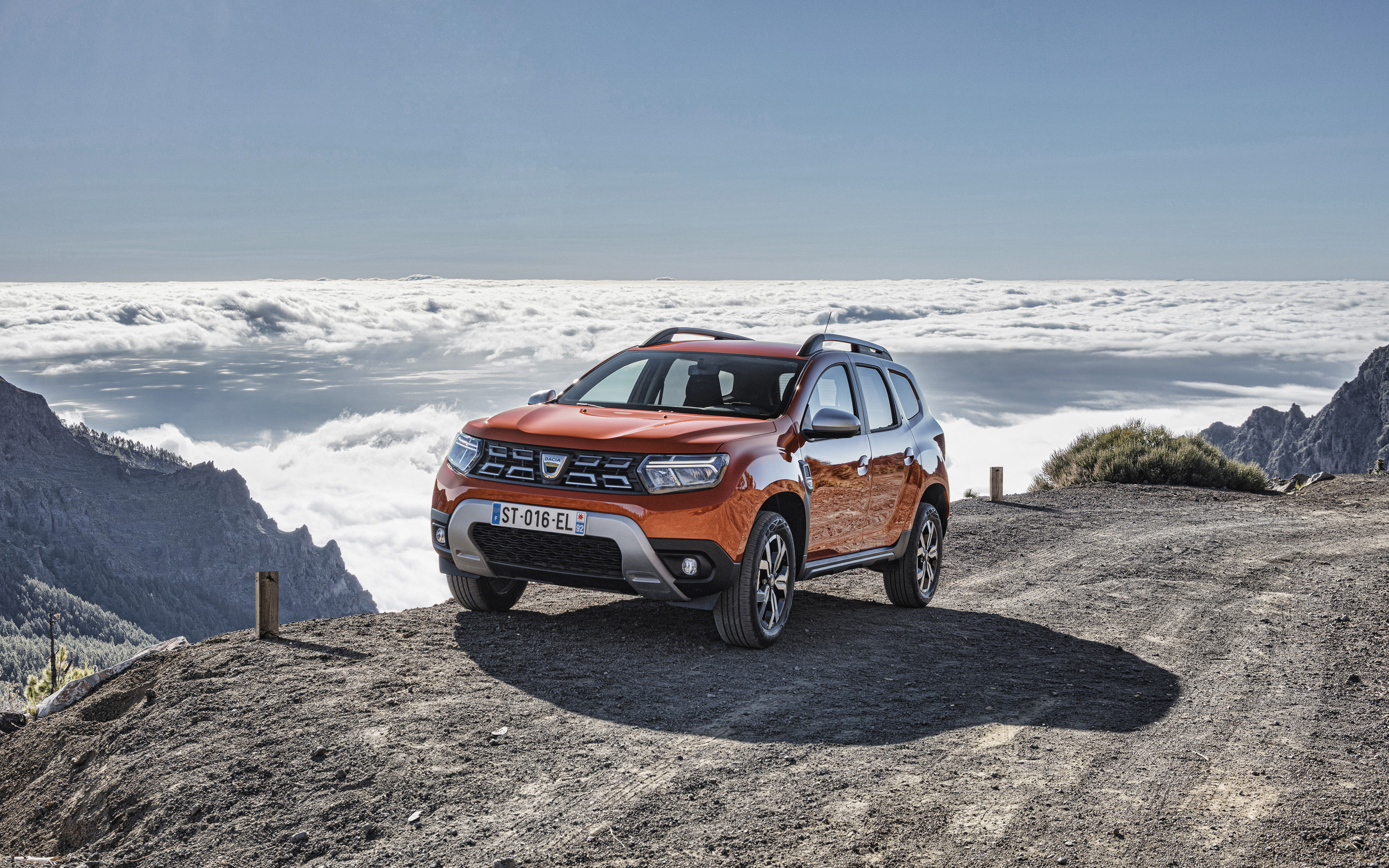 Download wallpaper 2022, Dacia Duster, 4k, front view, exterior, orange crossover, new orange Duster, french cars, Dacia for desktop with resolution 3840x2400. High Quality HD picture wallpaper