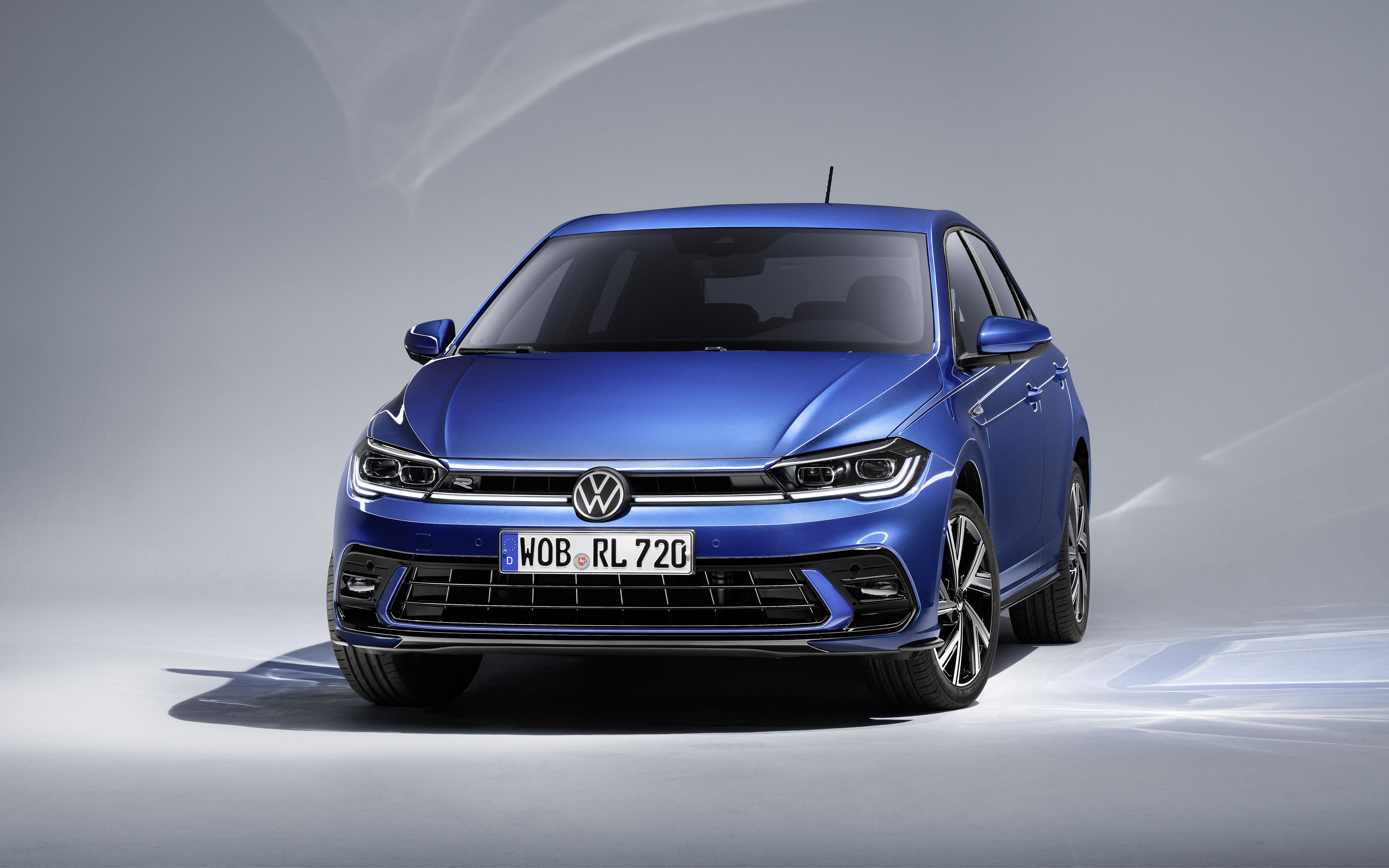 Download Wallpaper 2022, Volkswagen Polo R Line, 4k, Front View, Exterior, Blue Hatchback, New Blue Polo R Line, New Polo Exterior, German Cars, Volkswagen For Desktop With Resolution 3840x2400. High Quality HD Picture Wallpaper