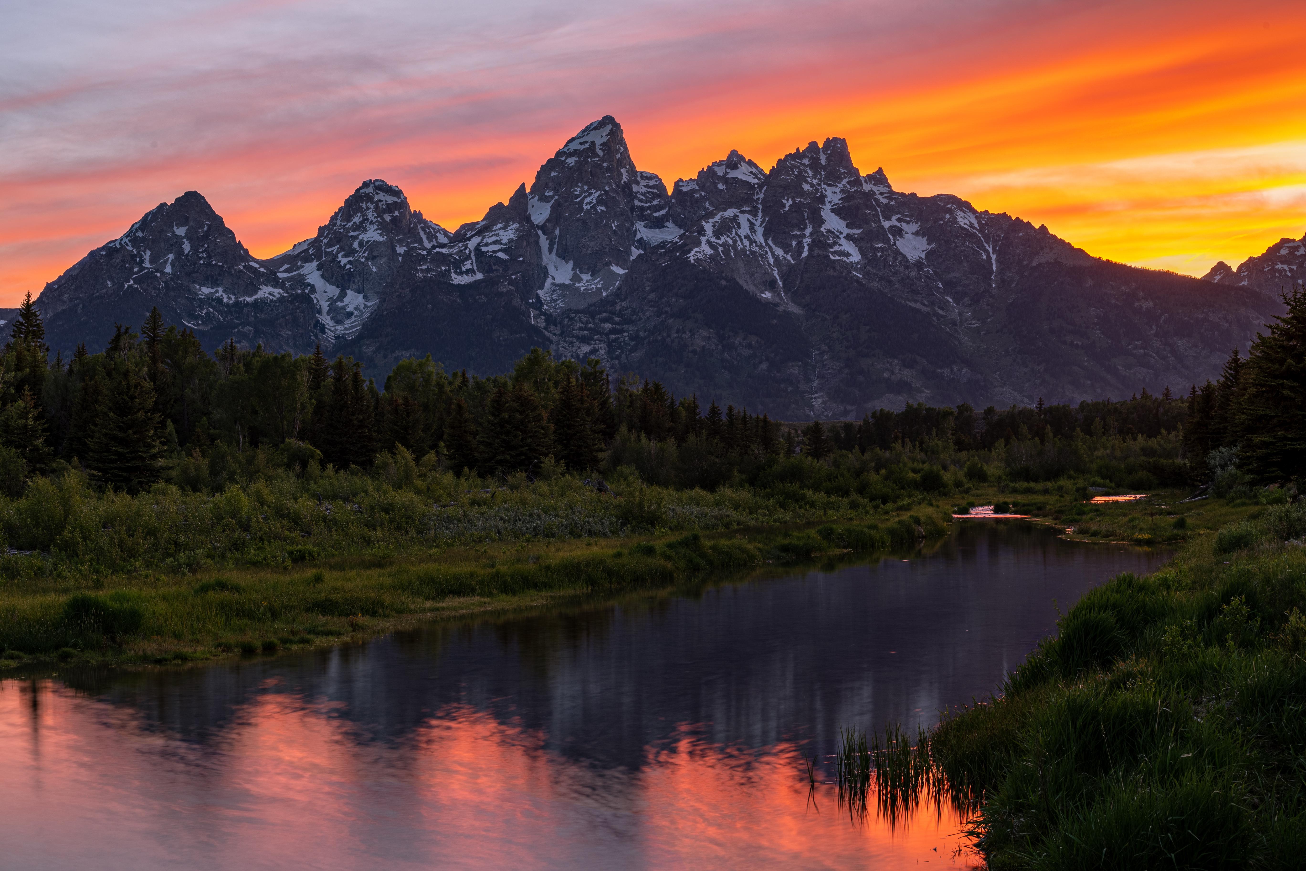 Sunset at Schwabacher Landing, Grand Teton NP. OC [5472x3648]