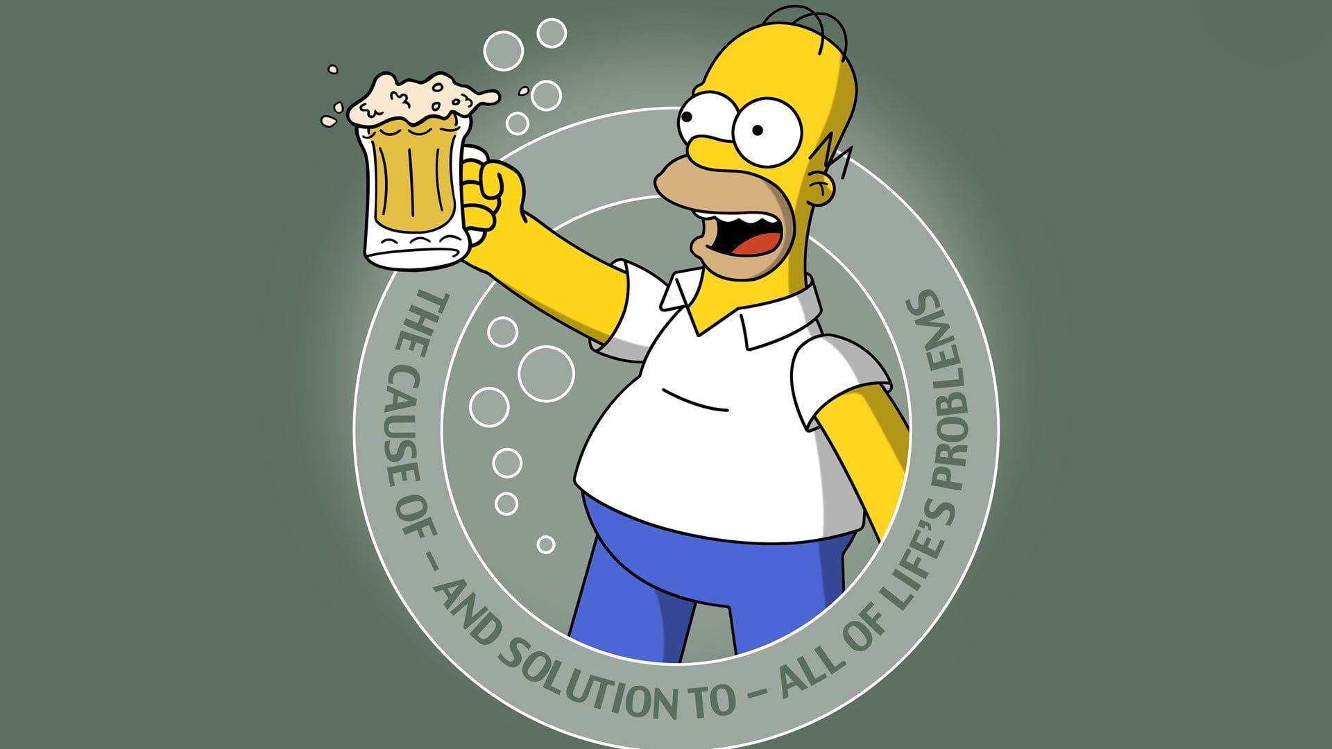 HD wallpaper: Homer Simpson illustration, The Simpsons, beer, typography, simple background