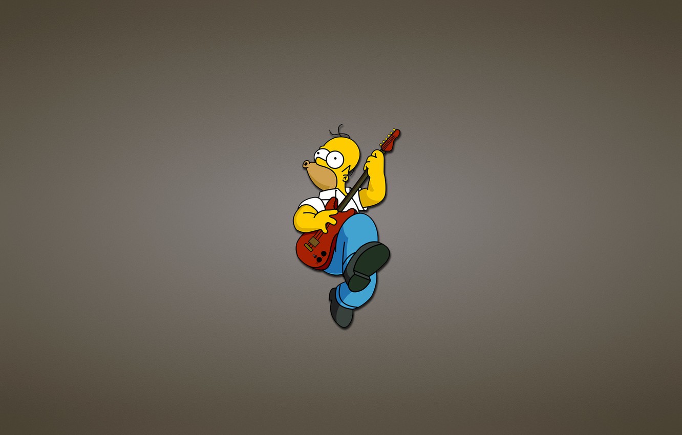 Wallpaper guitar, The simpsons, Homer, red, The Simpsons, Homer Simpson, fun image for desktop, section фильмы