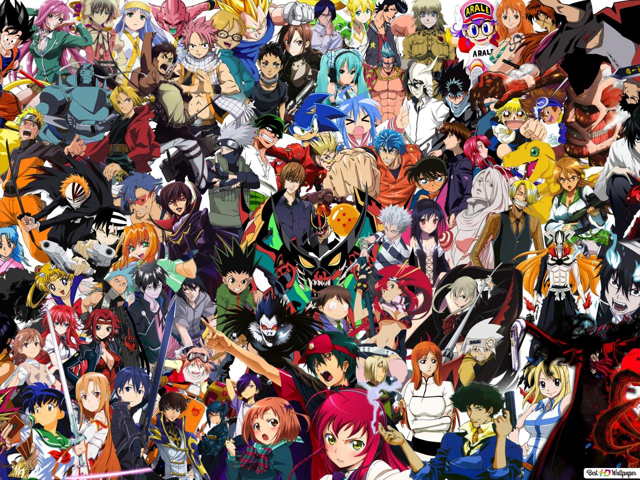 Download A Poster With Many Anime Characters Wallpaper