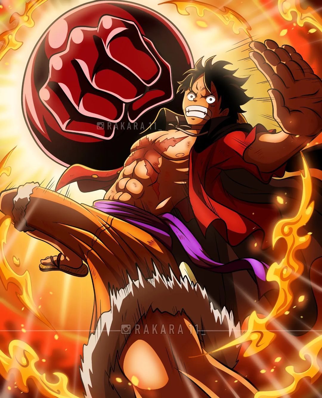 Luffy uses RED ROC, 4k