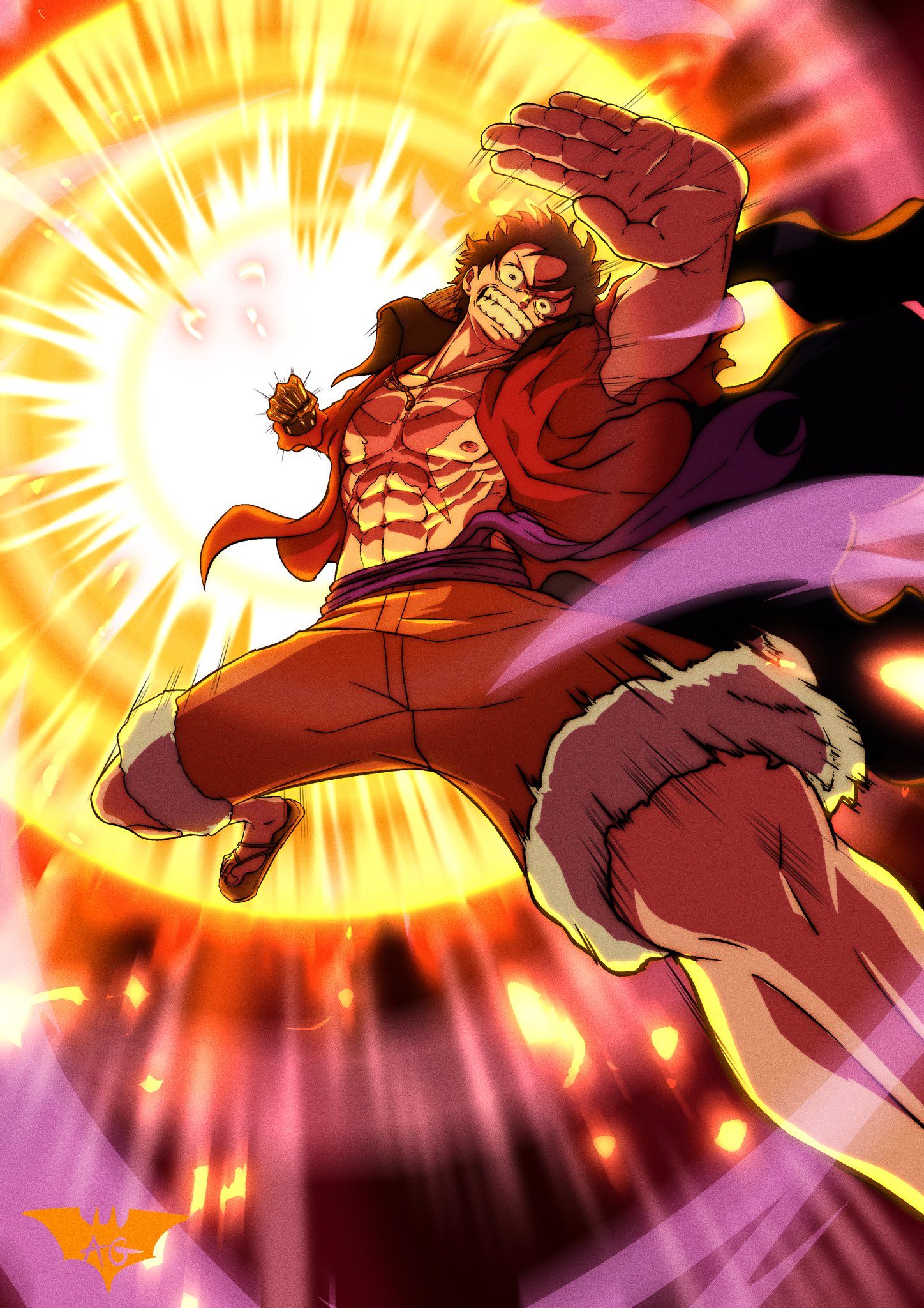 Luffy uses RED ROC, 4k