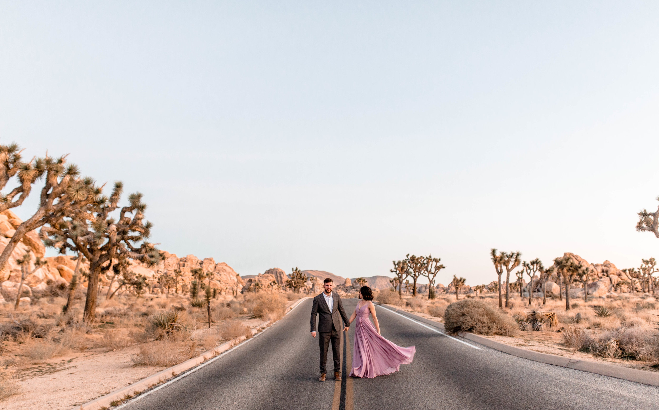 Joshua Tree National Park Golden Sunset Engagement Photo. Photographer for Joshua Tree Elopement Wedding