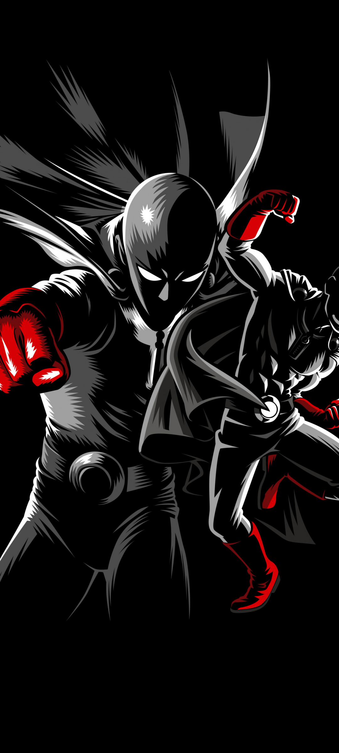 One Punch Man Wallpaper 4K, Saitama, AMOLED, Black Background, 5K, Black Dark
