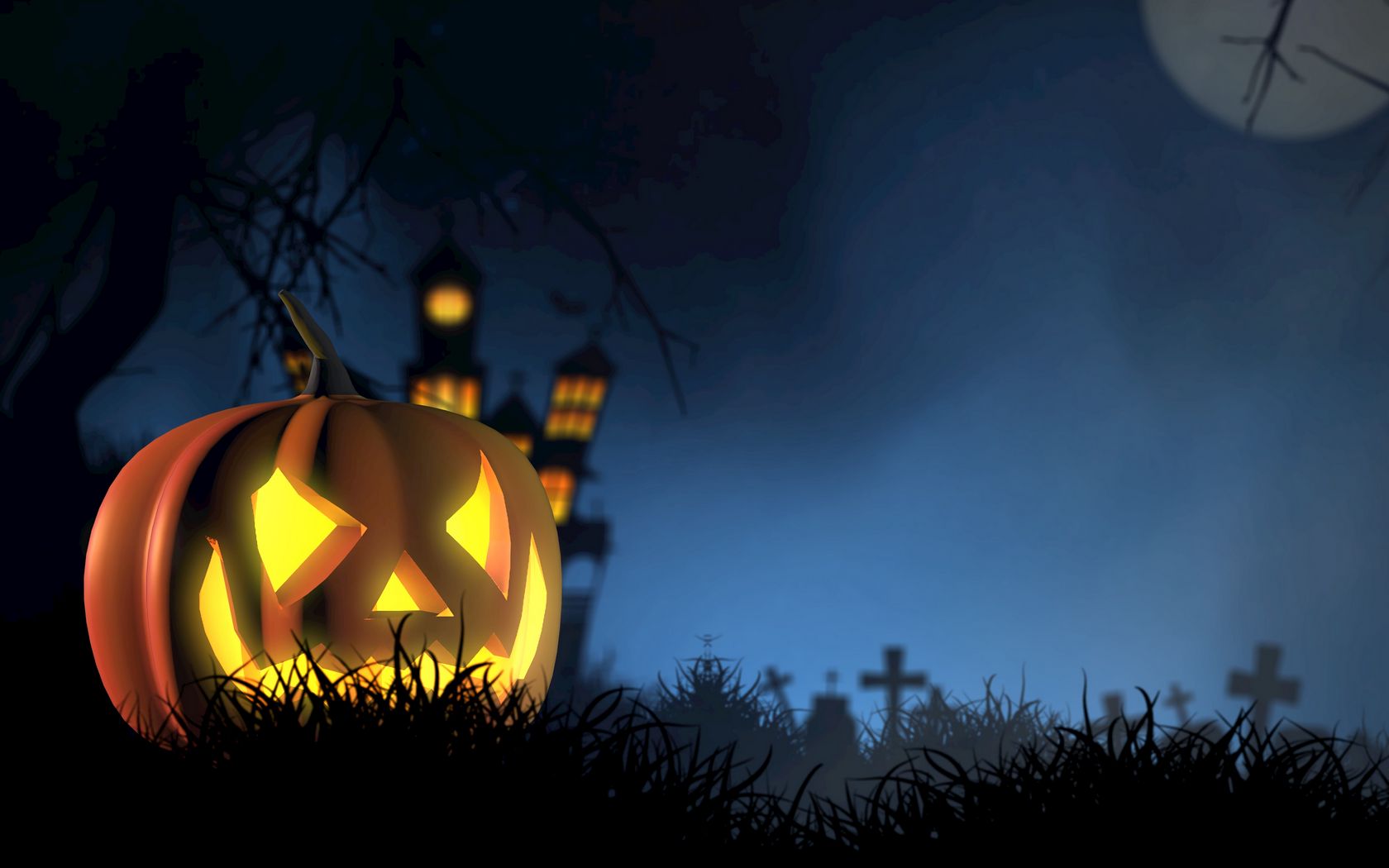 Download wallpaper 1680x1050 halloween, pumpkin, spooky, face, autumn widescreen 16:10 HD background