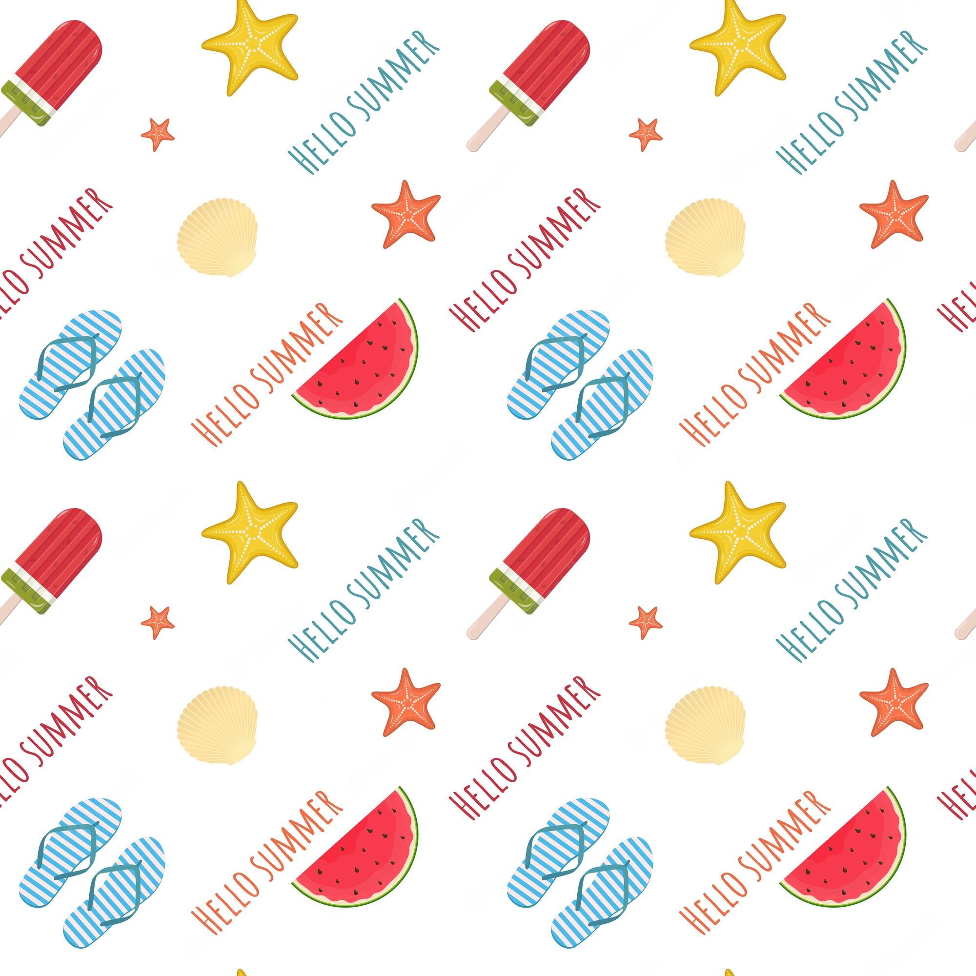 Premium Vector. Summer beach elements seamless pattern for design wallpaper textile vector illustration