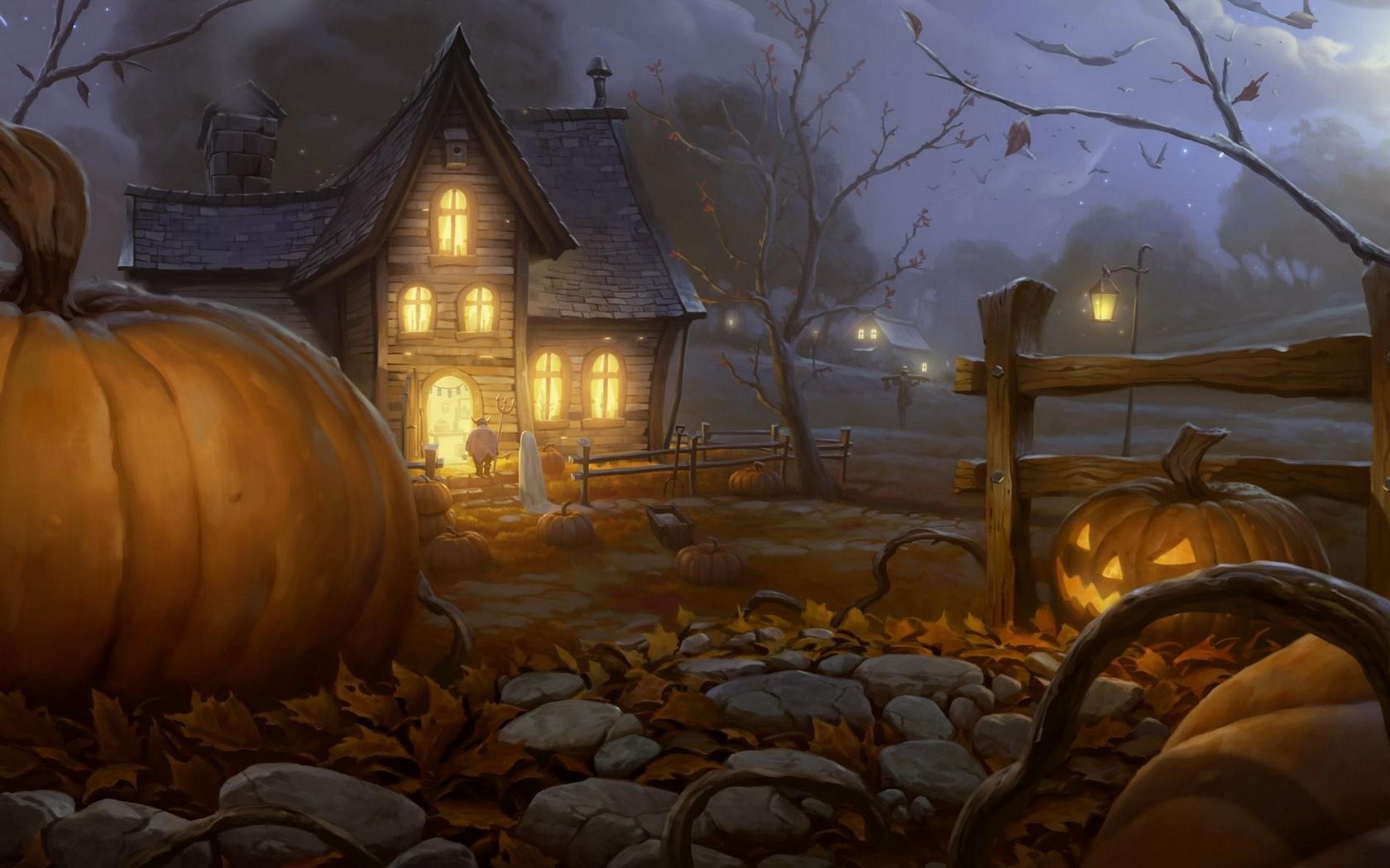 Download wallpaper 1680x1050 halloween, holiday, night, home, light, pumpkin, lantern jack widescreen 16:10 HD background