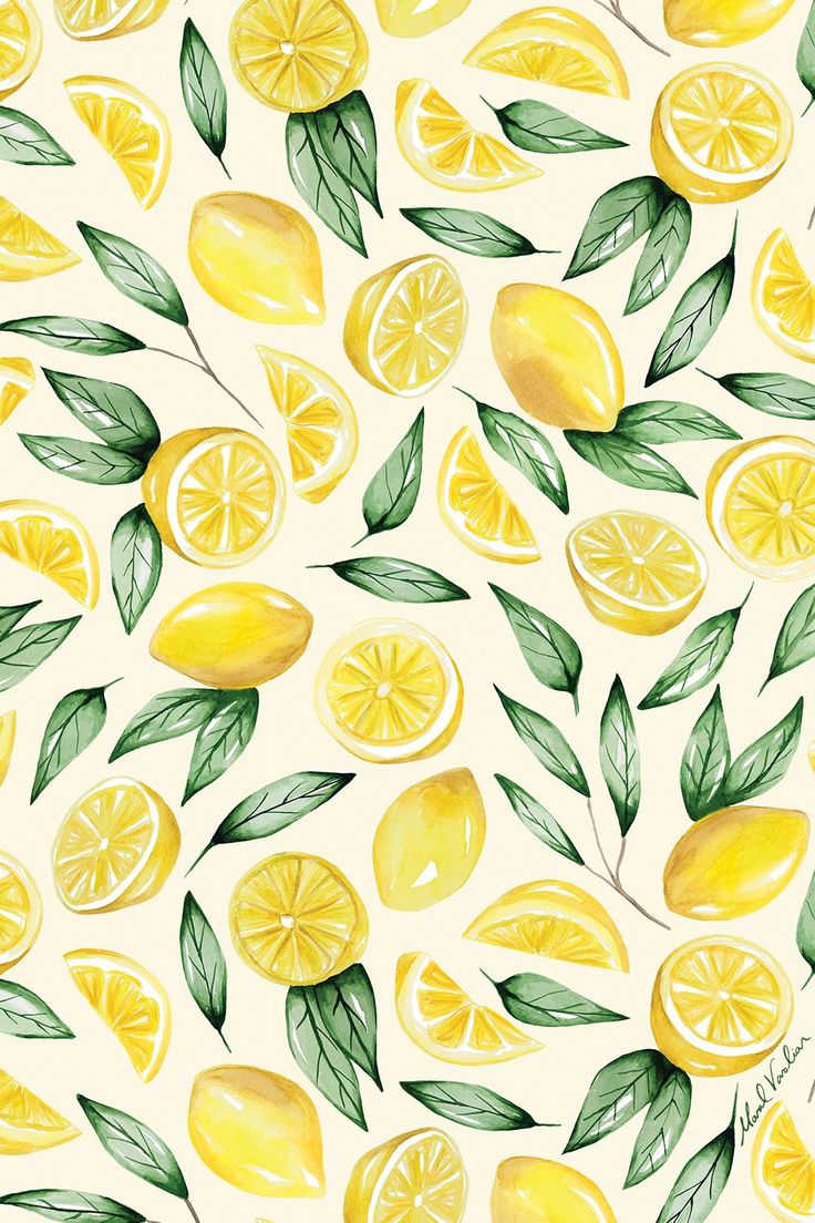 Yellow Aesthetic Job Discover Lemon Pattern Varolian Watercolor pattern of lemons. Yellow citrus fru. Summer wallpaper, Wallpaper iphone summer, Lemon art