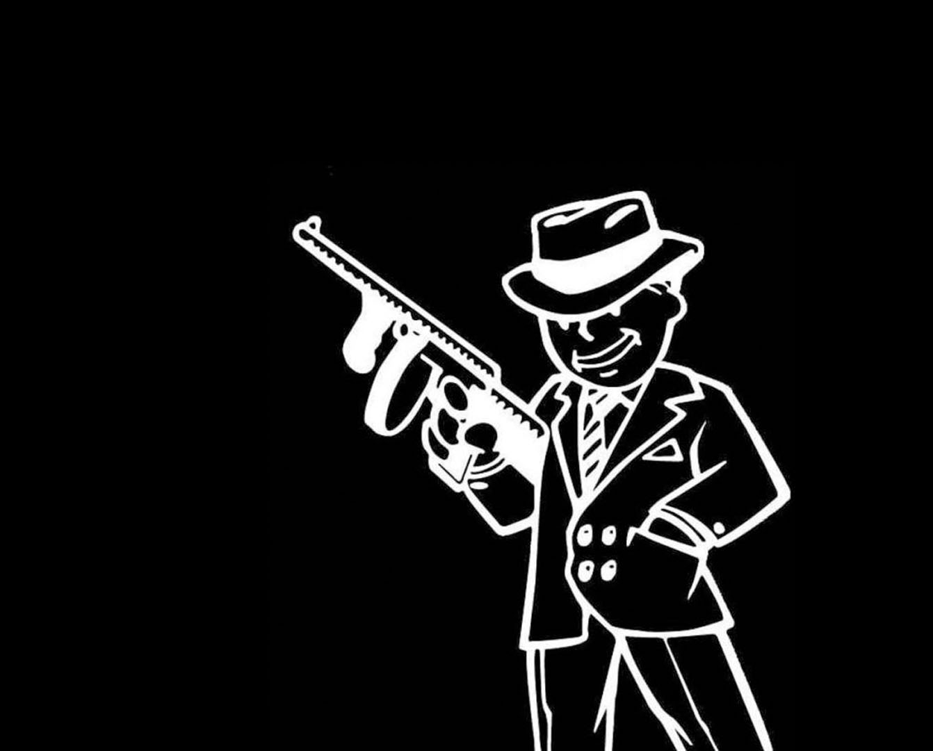 Pip Boy Gangster Out Black And White