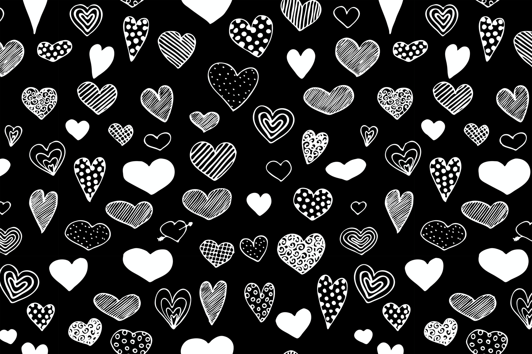 Buy Heart Doodles Black and White wallpaper