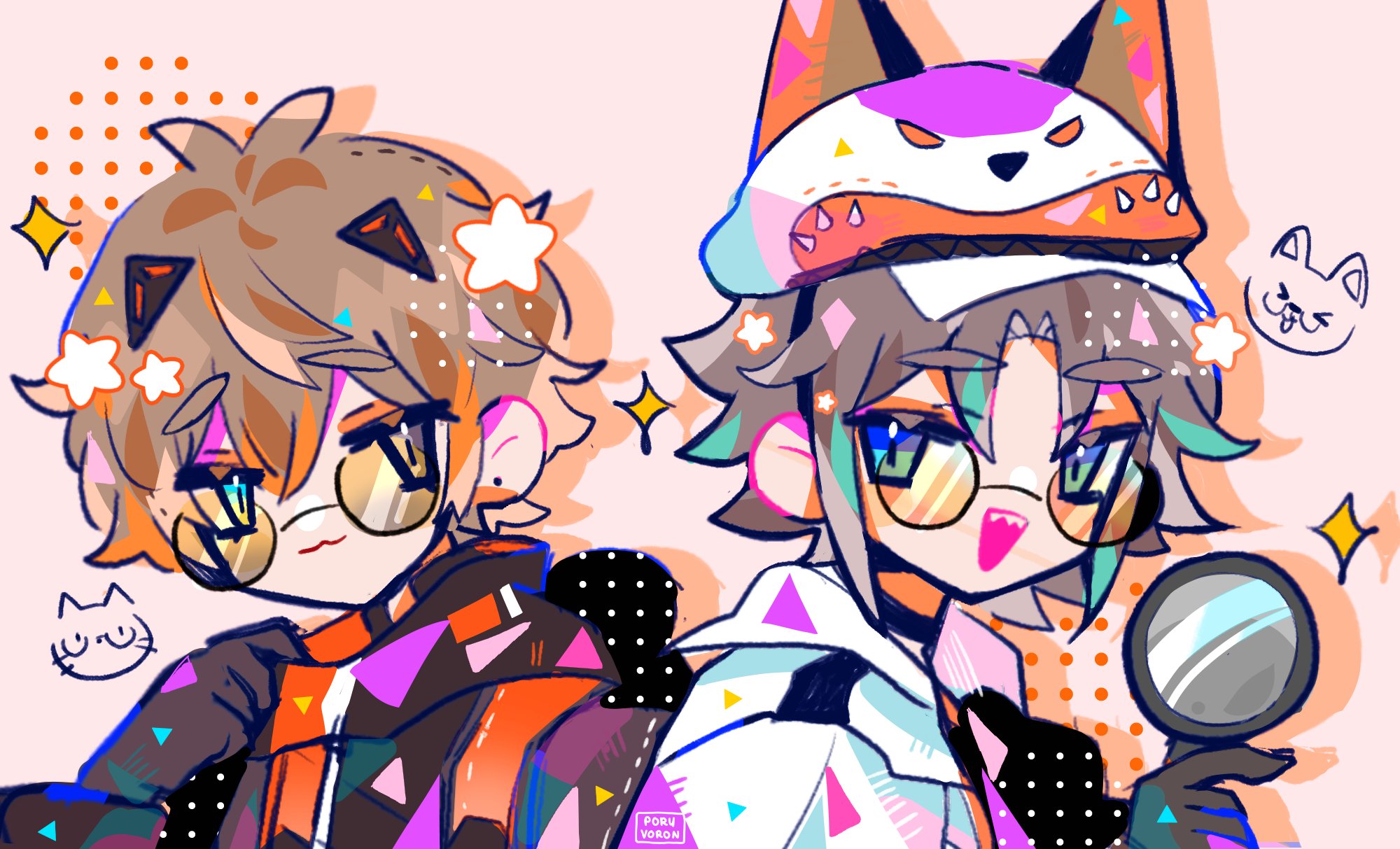 mysta rias and alban knox (nijisanji and 1 more) drawn