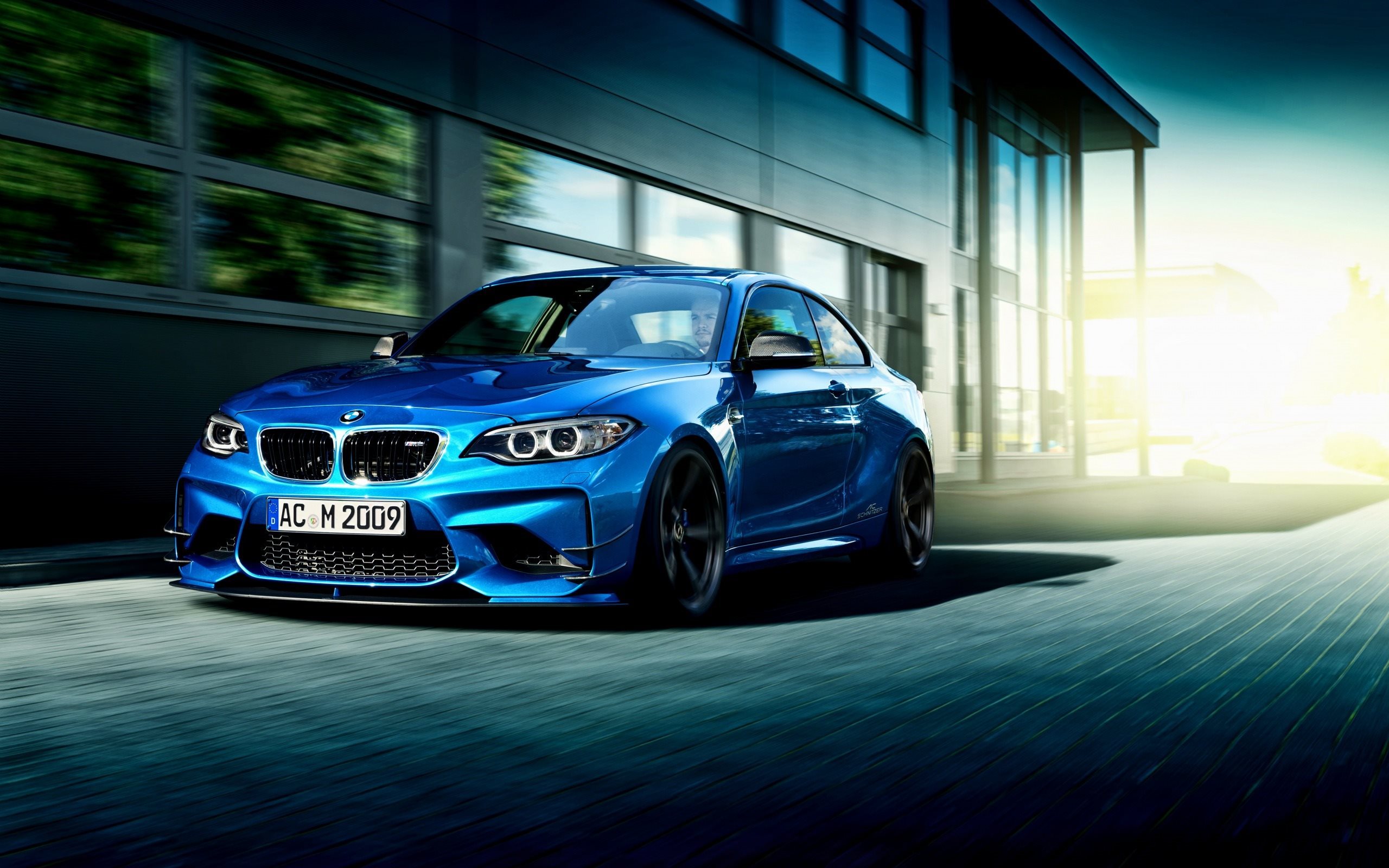Download wallpaper BMW M2 Coupe, 2016, F87, Blue m2, speed, road, German cars, BMW for desktop with resolution 2560x1600. High Quality HD picture wallpaper