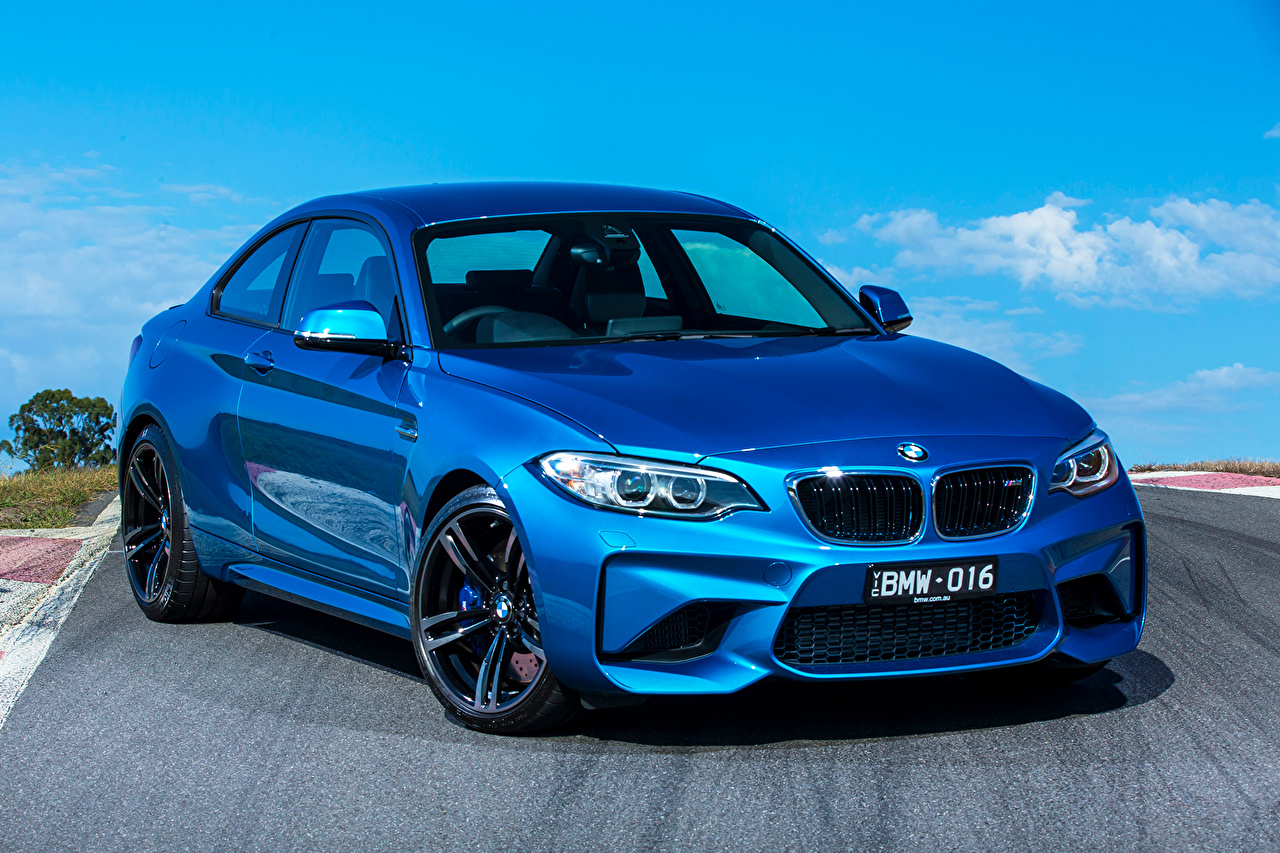 Desktop Wallpaper 2016 BMW M2 Coupe AU Spec (F87) Blue Cars