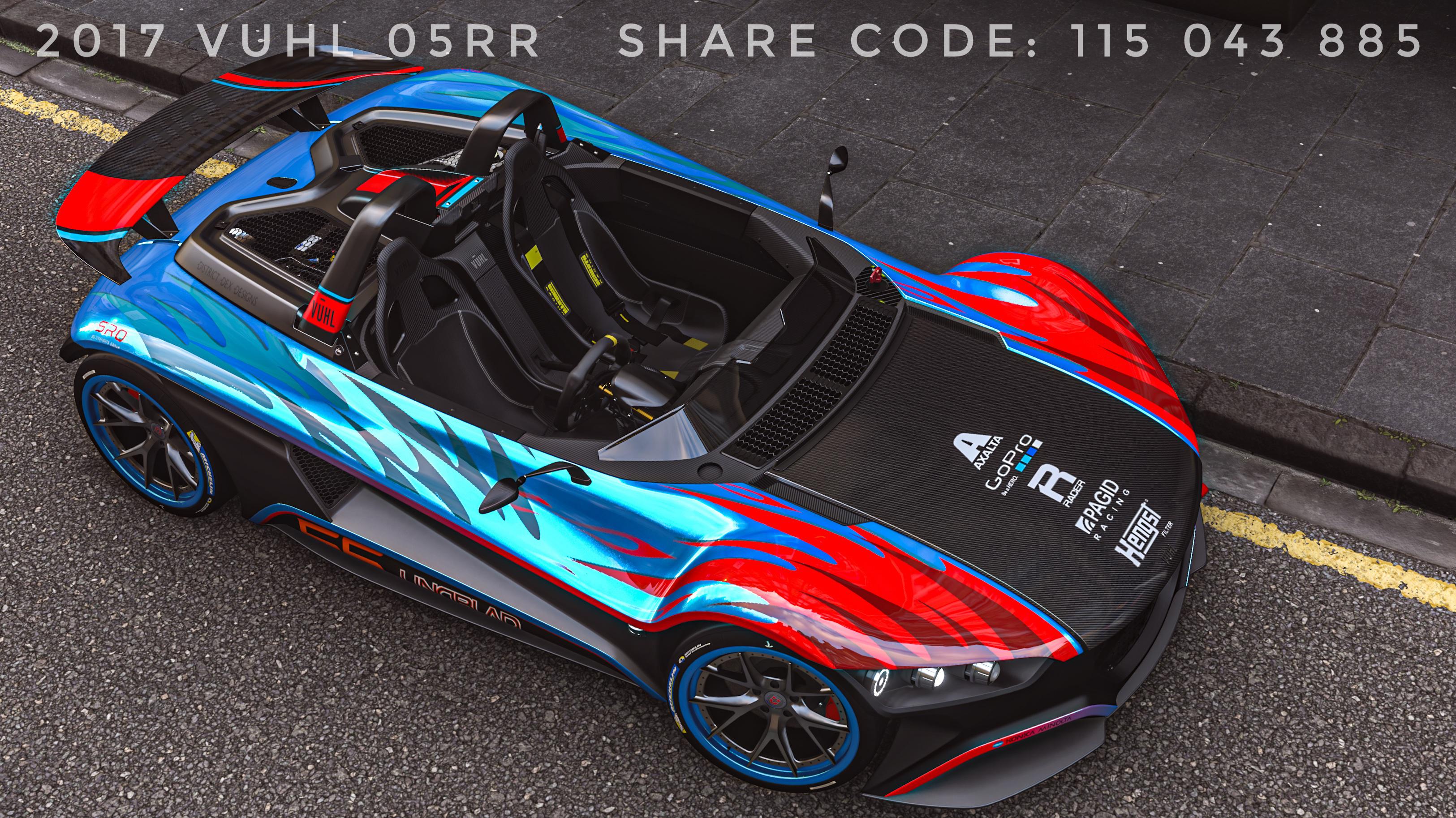 I know im a day late and everyone has their livery downloaded for the VUHL 05RR but better late than never! 2017 VUHL 05RR SHARE CODE: 115 043 885