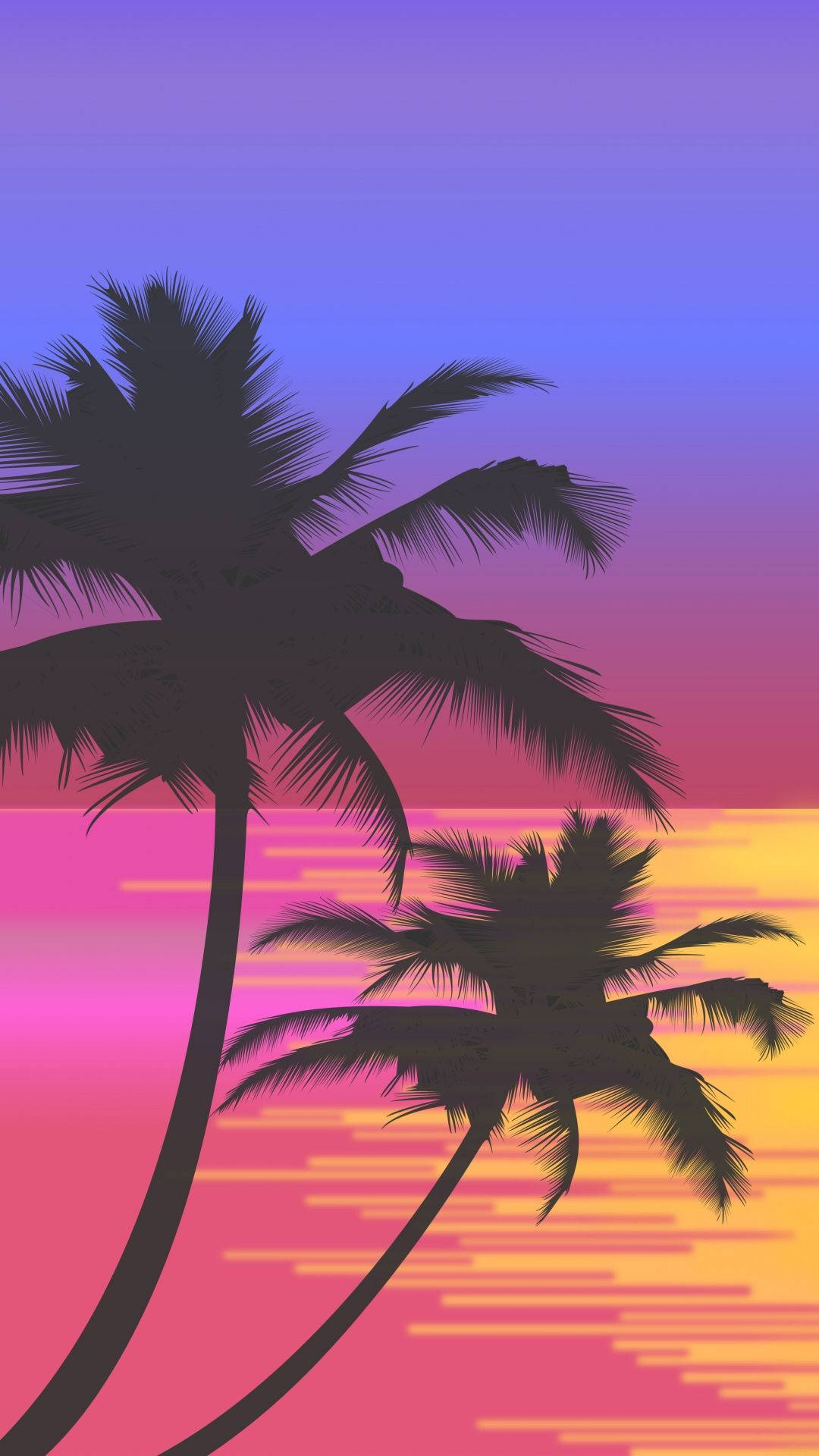 Download Sunset Palm Tree Graphic Art Wallpaper