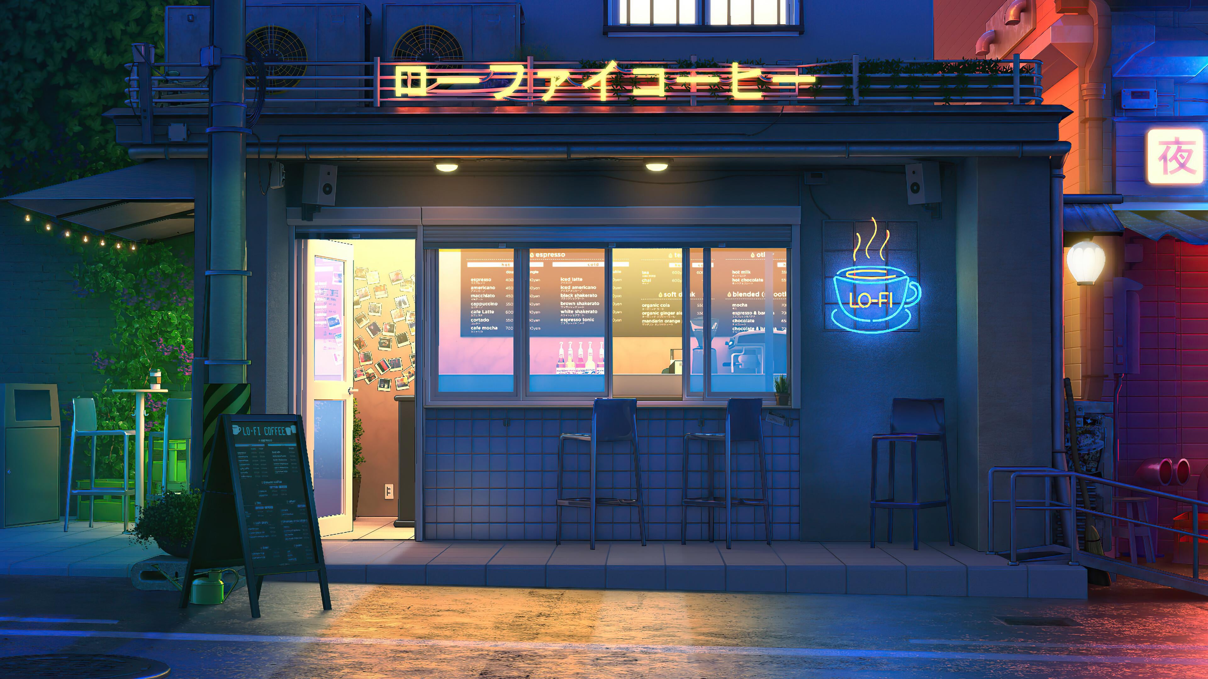 LoFi Late Night Coffee Shop [3840x2160]