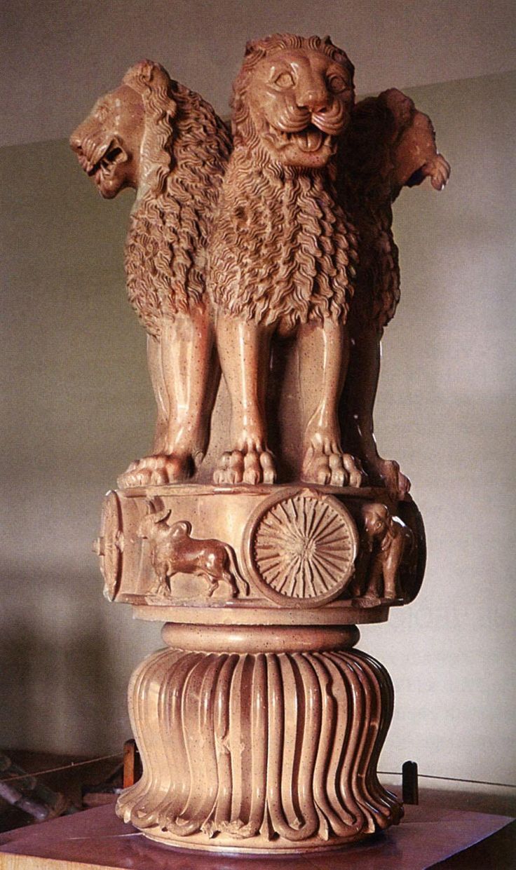 Lion Captial from Sarnath, India. Maurya period (250 BCE.) Polished Sandstone Facing four directions, the lions may repres. Indian lion, Buddha art, Ancient art