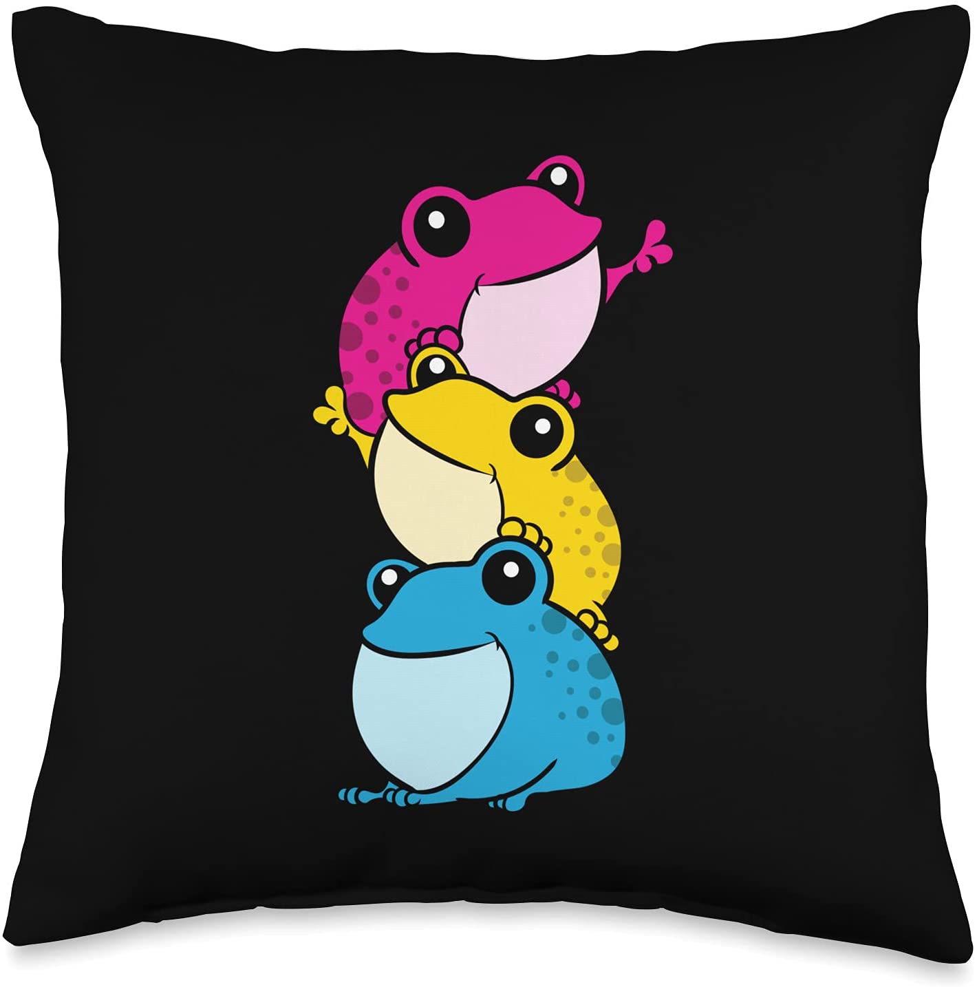 Pansexual Frog Pride Flag Pan Sexual Kawaii Throw Pillow, 16x16, Multicolor