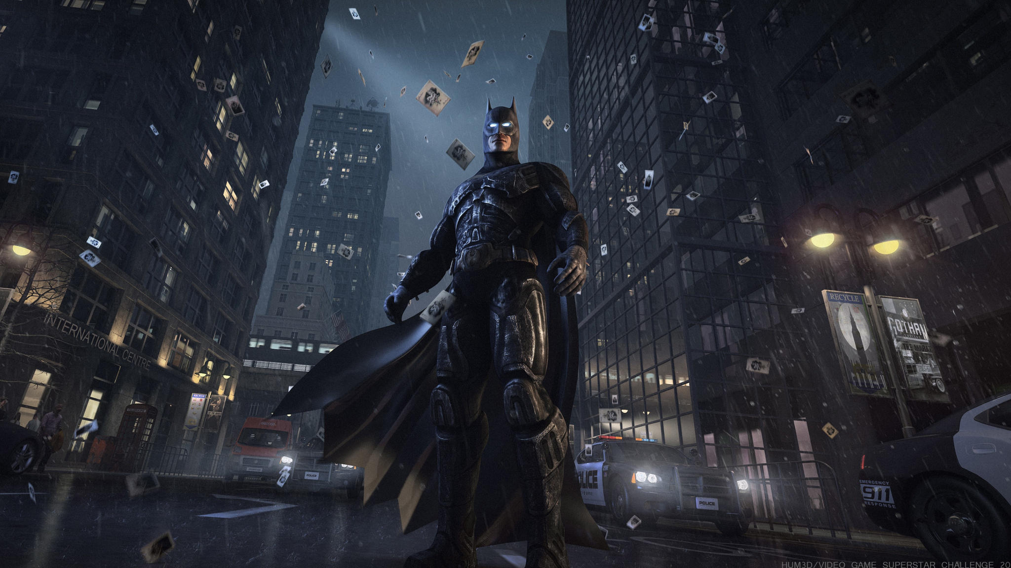 Download Batman, watching Gotham, city, superhero, video game wallpaper, 2048x1152, Dual Wide, Widescreen