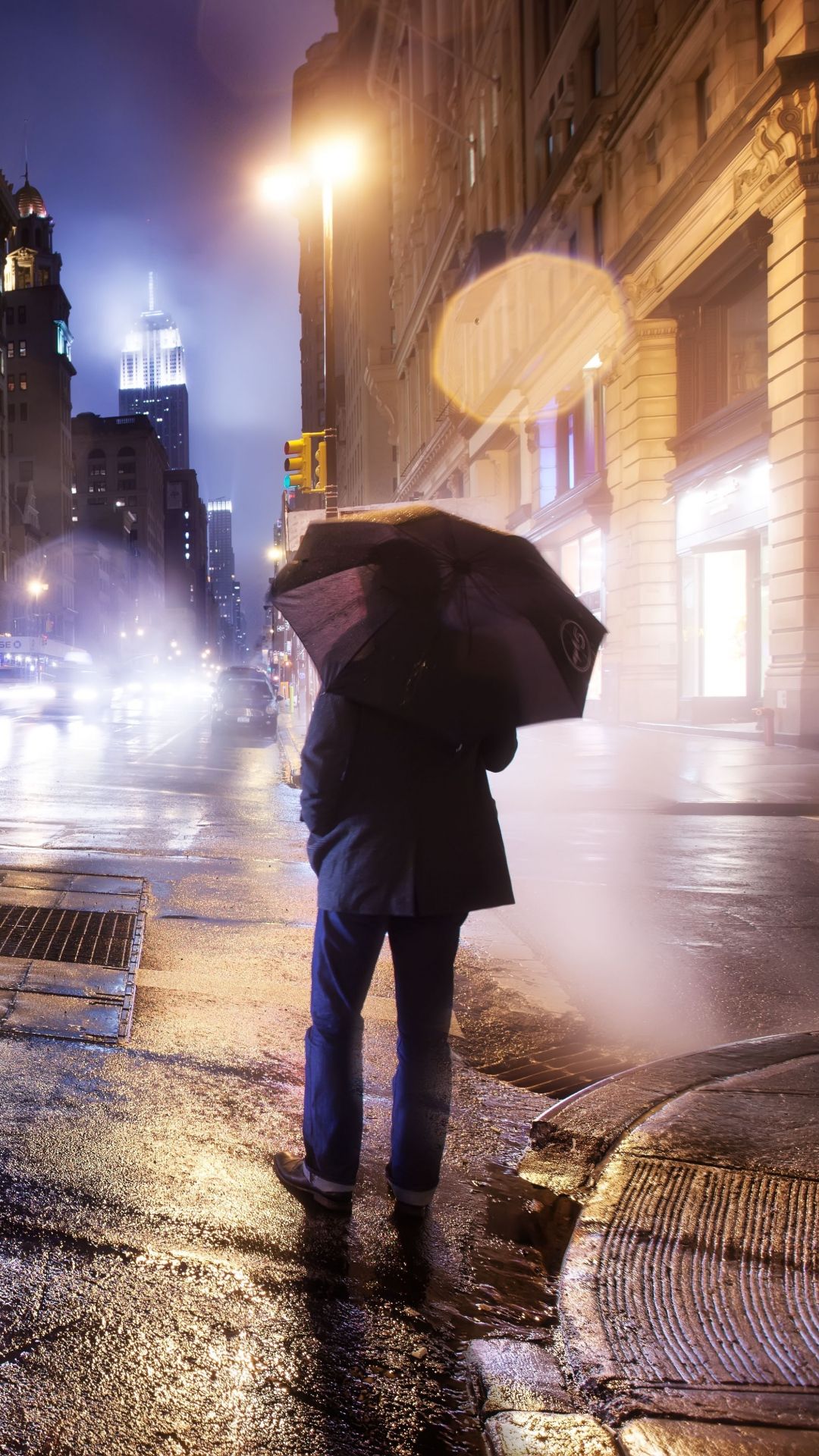 City Night Cloudy Lonely Man Umbrella #iPhone #wallpaper. Infinity wallpaper, World wallpaper, New york iphone wallpaper