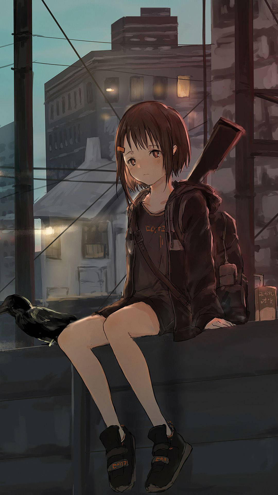 Download Sad Anime Girl On Ledge Wallpaper