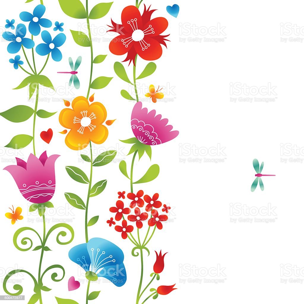 Bright Spring Seamless Border With Flowers Stock Illustration Image Now, Animal Markings, Background