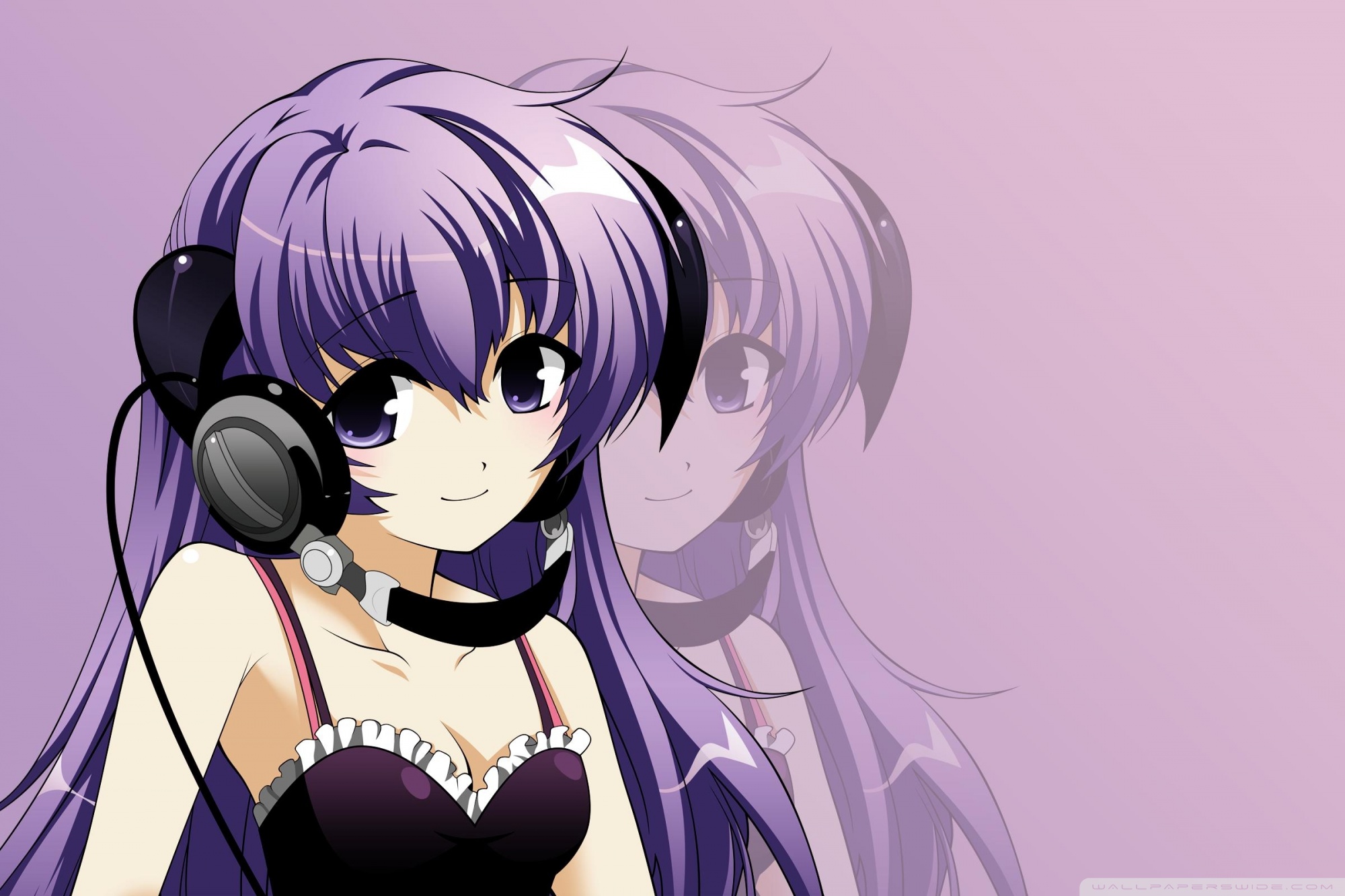 Anime Girl Listening Music Ultra HD Desktop Background Wallpaper for 4K UHD TV, Tablet