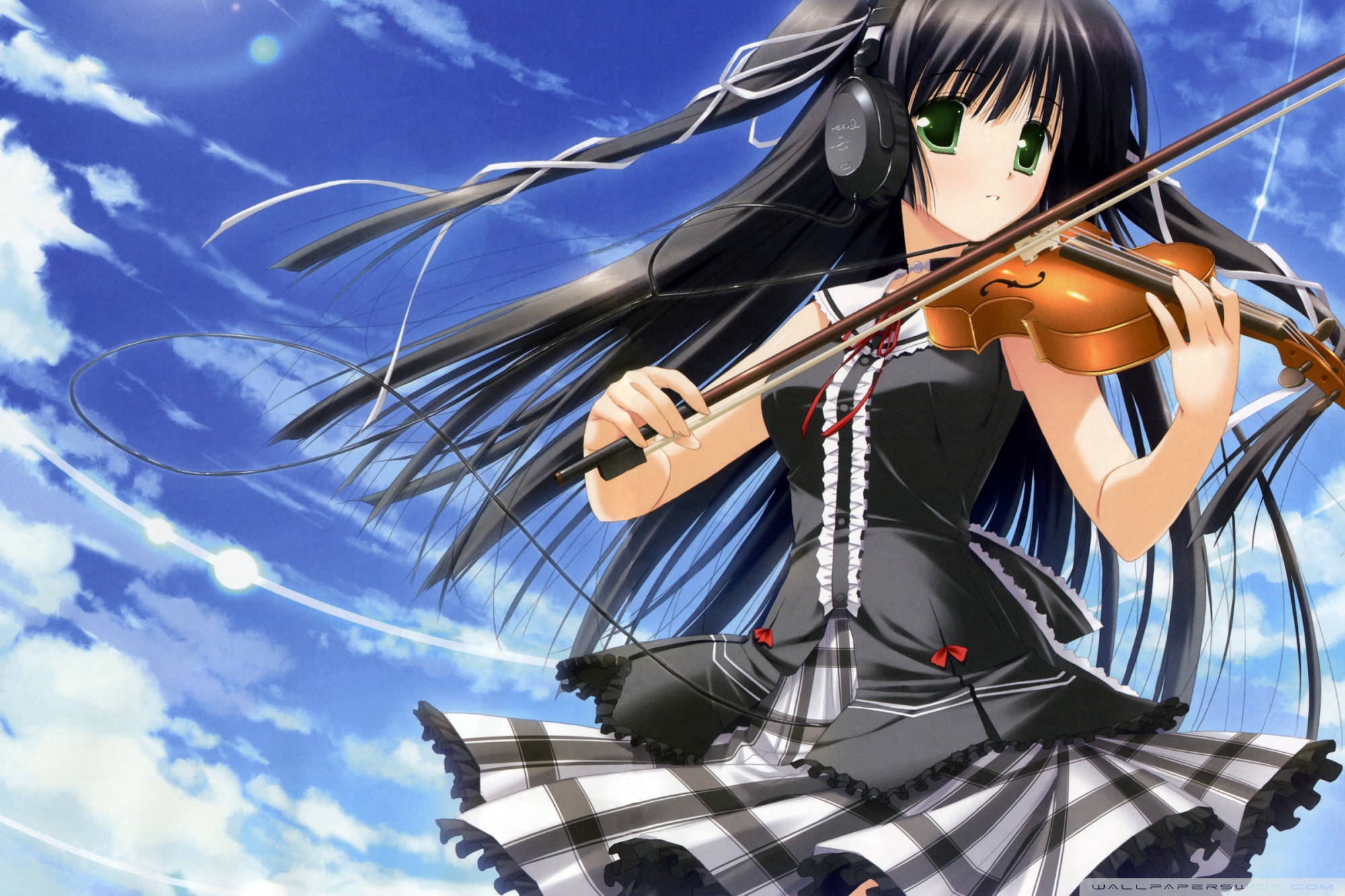 Anime Girl Playing Violin Ultra HD Desktop Background Wallpaper for 4K UHD TV, Tablet