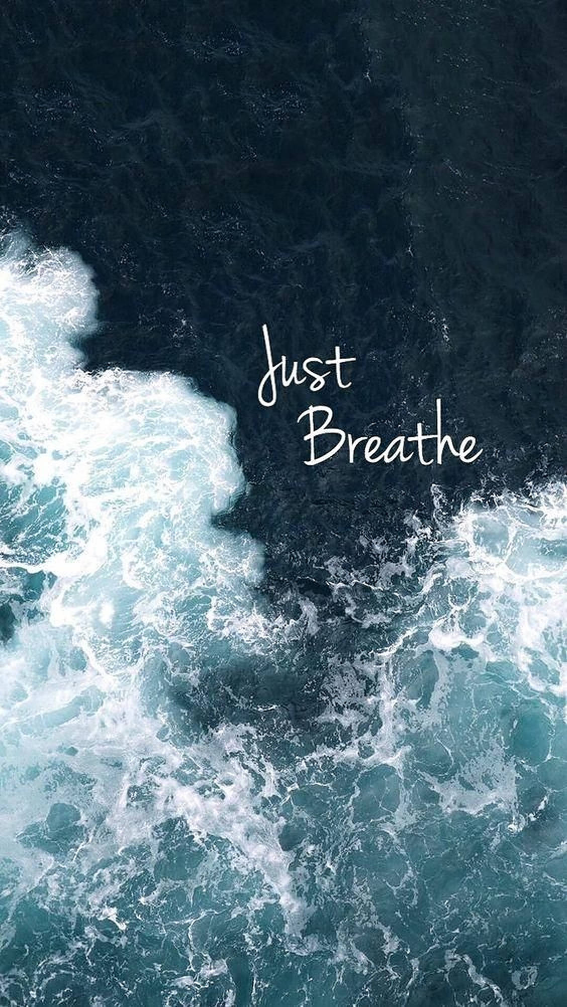 Download Breathing Quote Ocean Waves Wallpaper