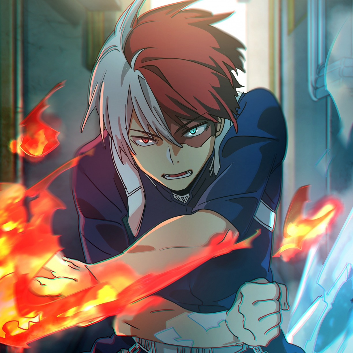 Shouto todoroki, angry, my hero academia, anime boy wallpaper, HD image, picture, background, 5d5c10